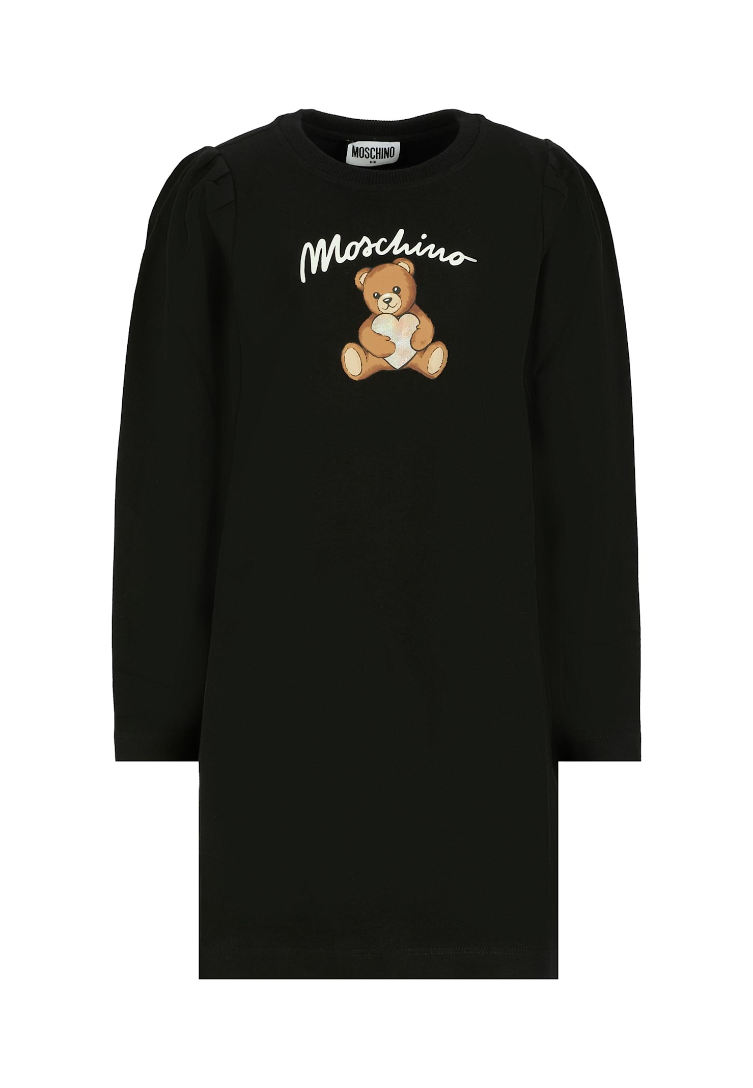 Moschino Black Dress For Girl With Teddy Bear In Black