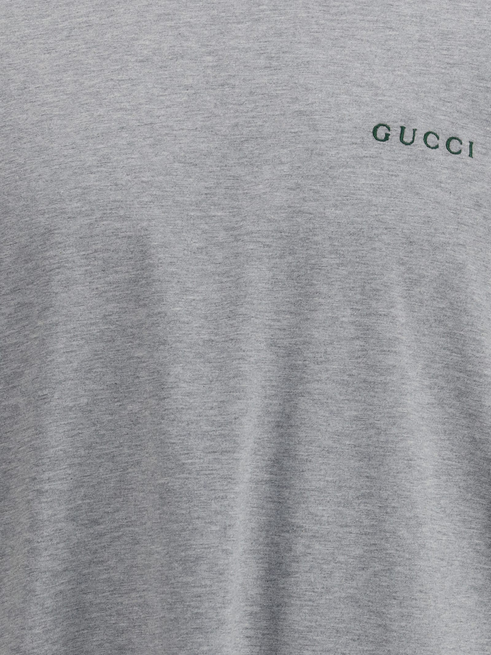 Gucci Cotton Jersey T-shirt With Embroidery In Gray