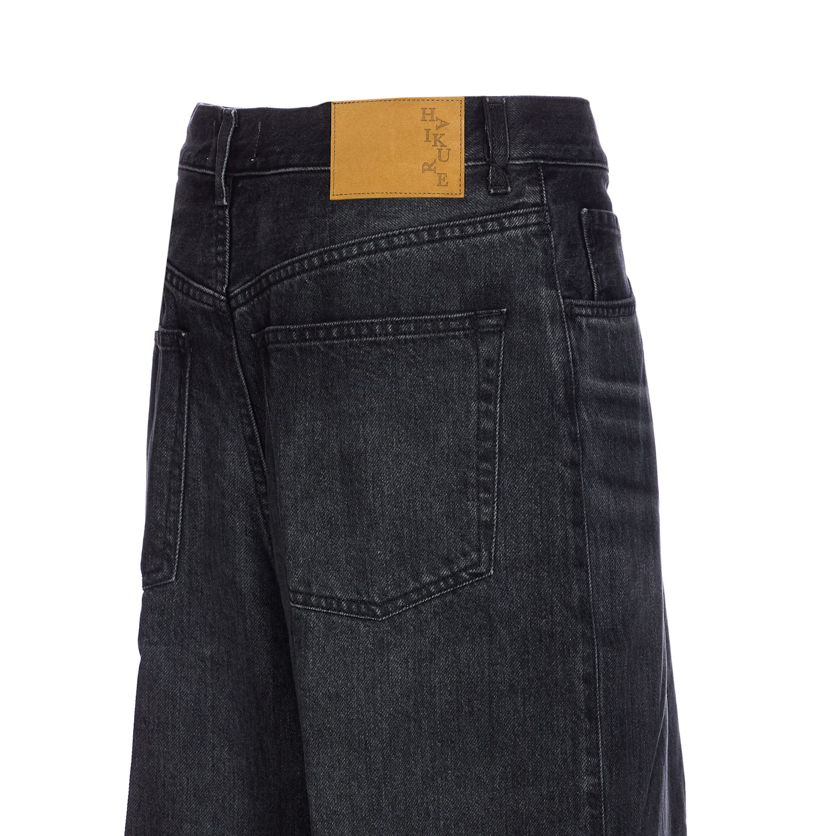 Haikure Black Jeans With Belt Loops And Logo Patch On The Rear In Black