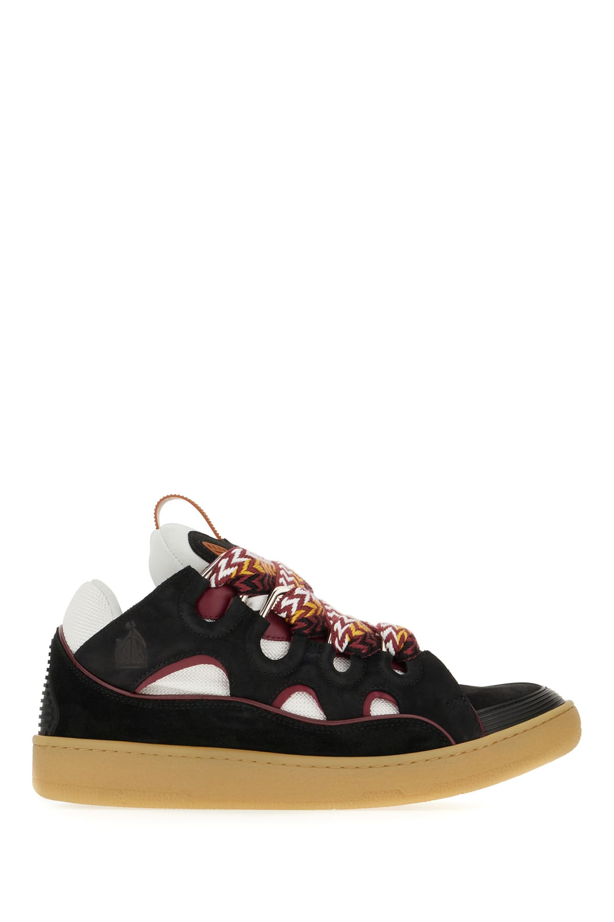 LANVIN MULTICOLOR LEATHER AND FABRIC CURB SNEAKERS