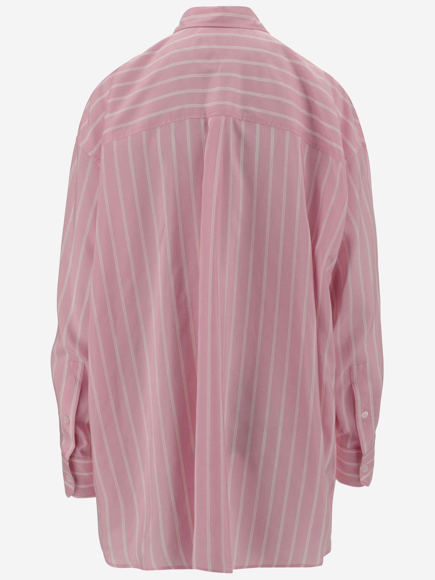 Shop Bottega Veneta Silk Shirt With Striped Pattern In Pink