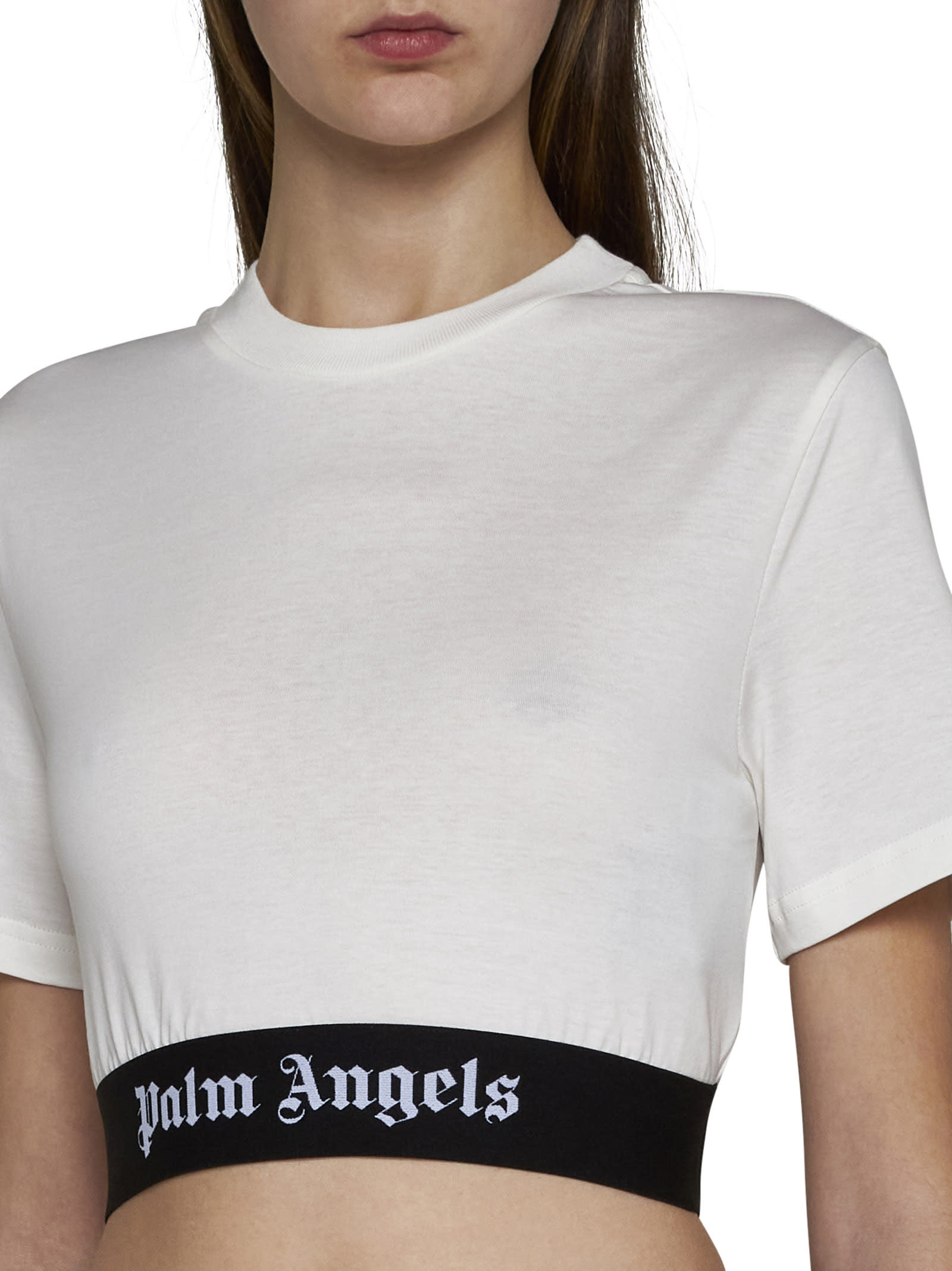 Shop Palm Angels T-shirt In Off White Black