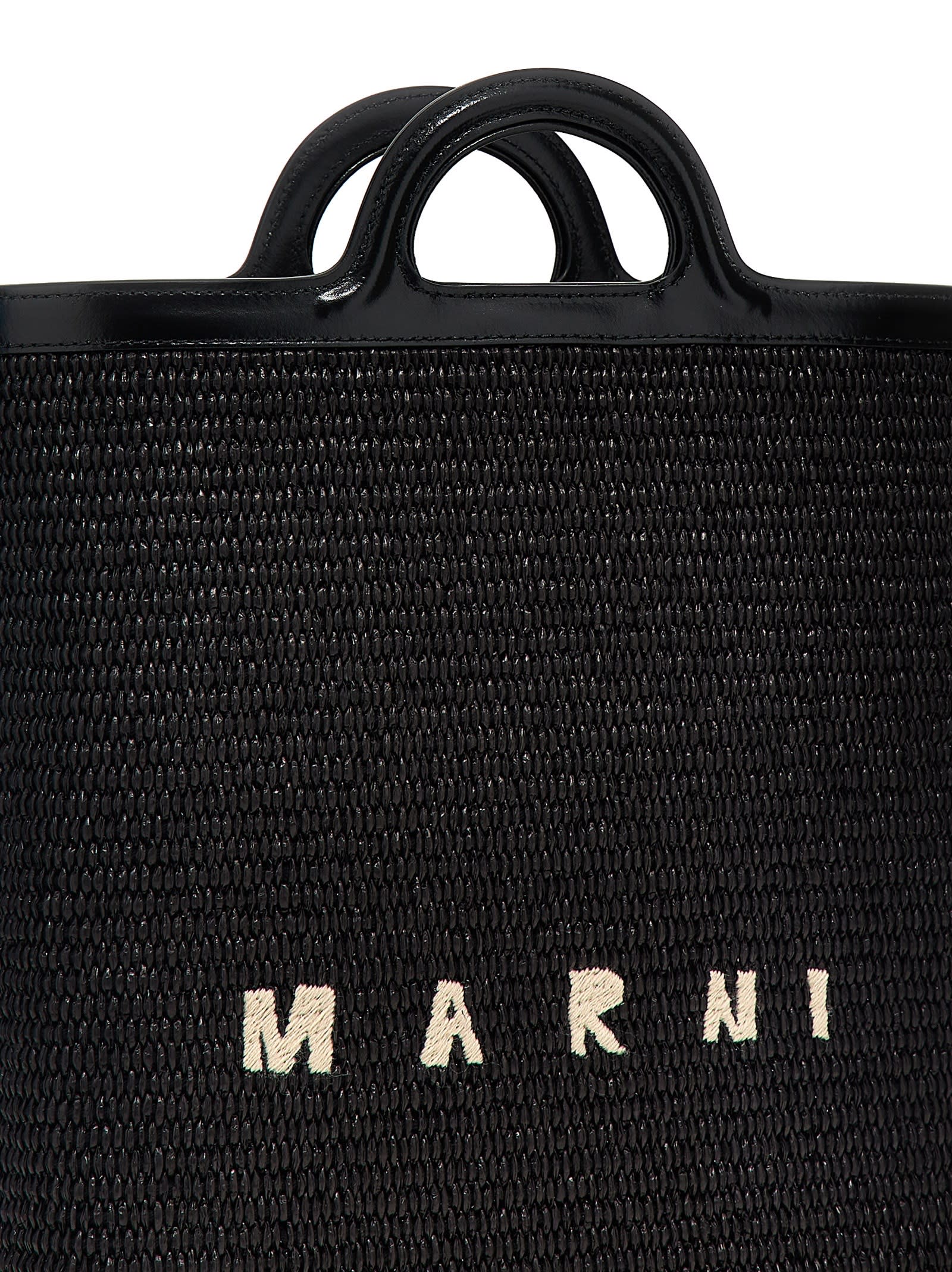 Marni Leather And Fabric Stylish Bag In Black