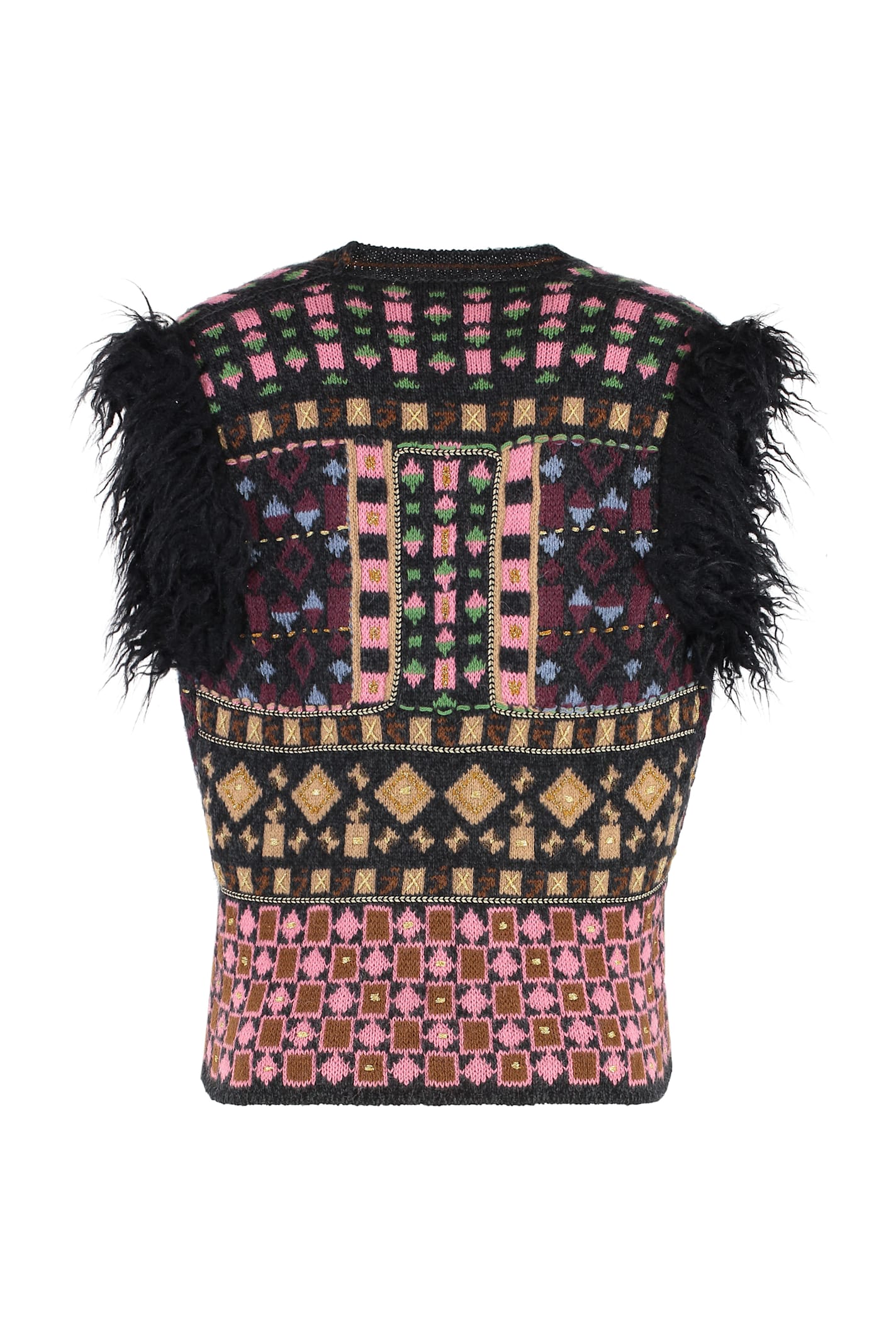 Etro Wool Blend Waist Coat In Multi