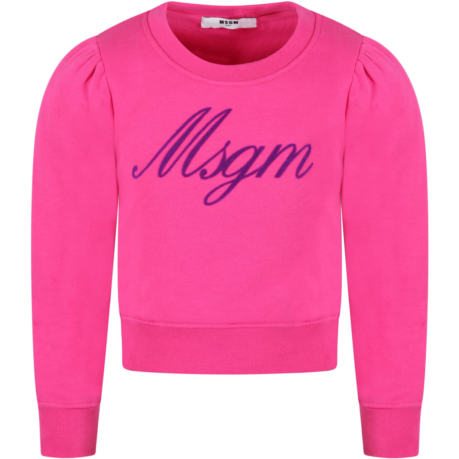 MSGM Fuchsia Sweatshirt For Girl With Purple Logo