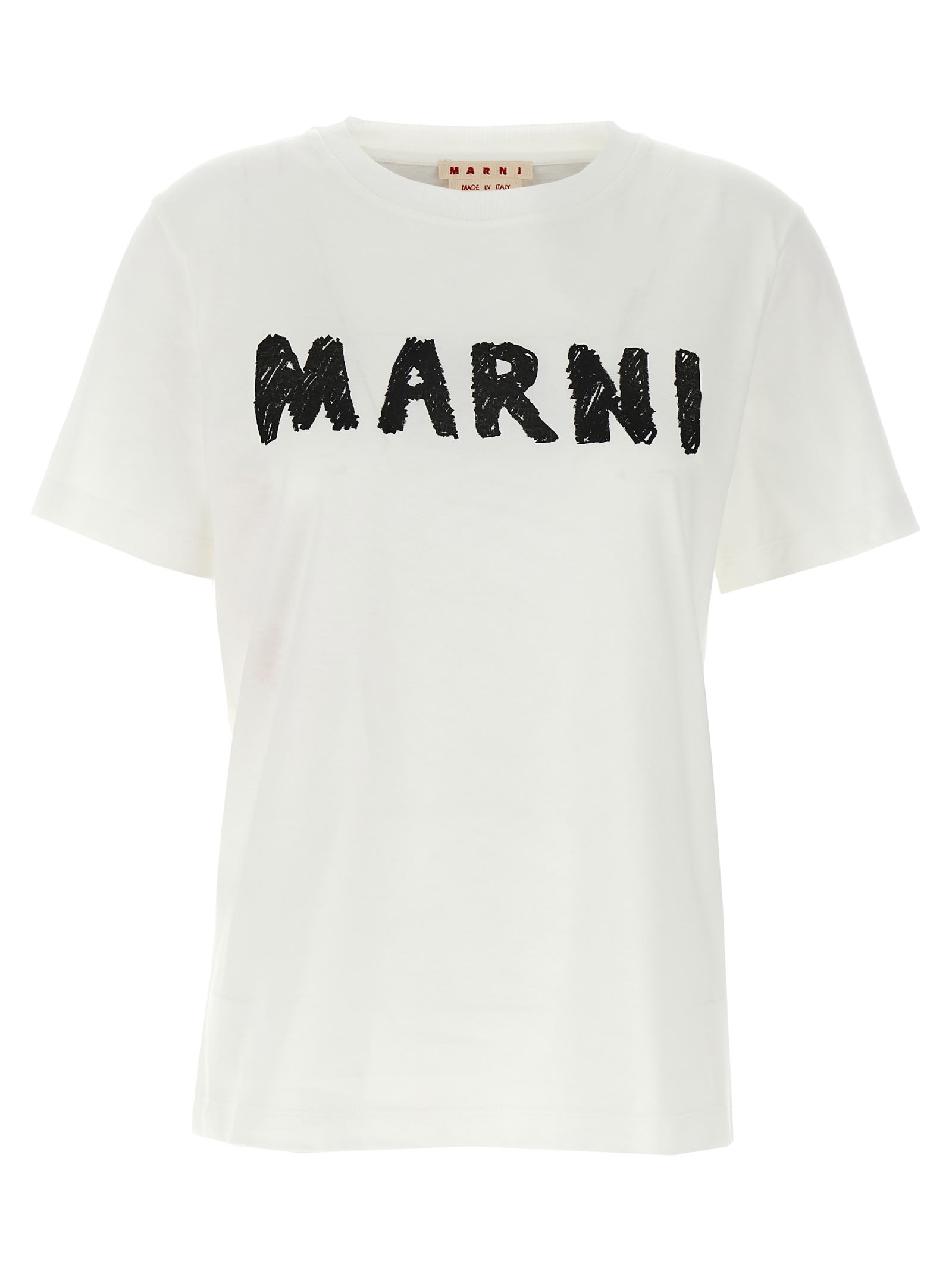 Shop Marni Crayon Logo T-shirt In White/black