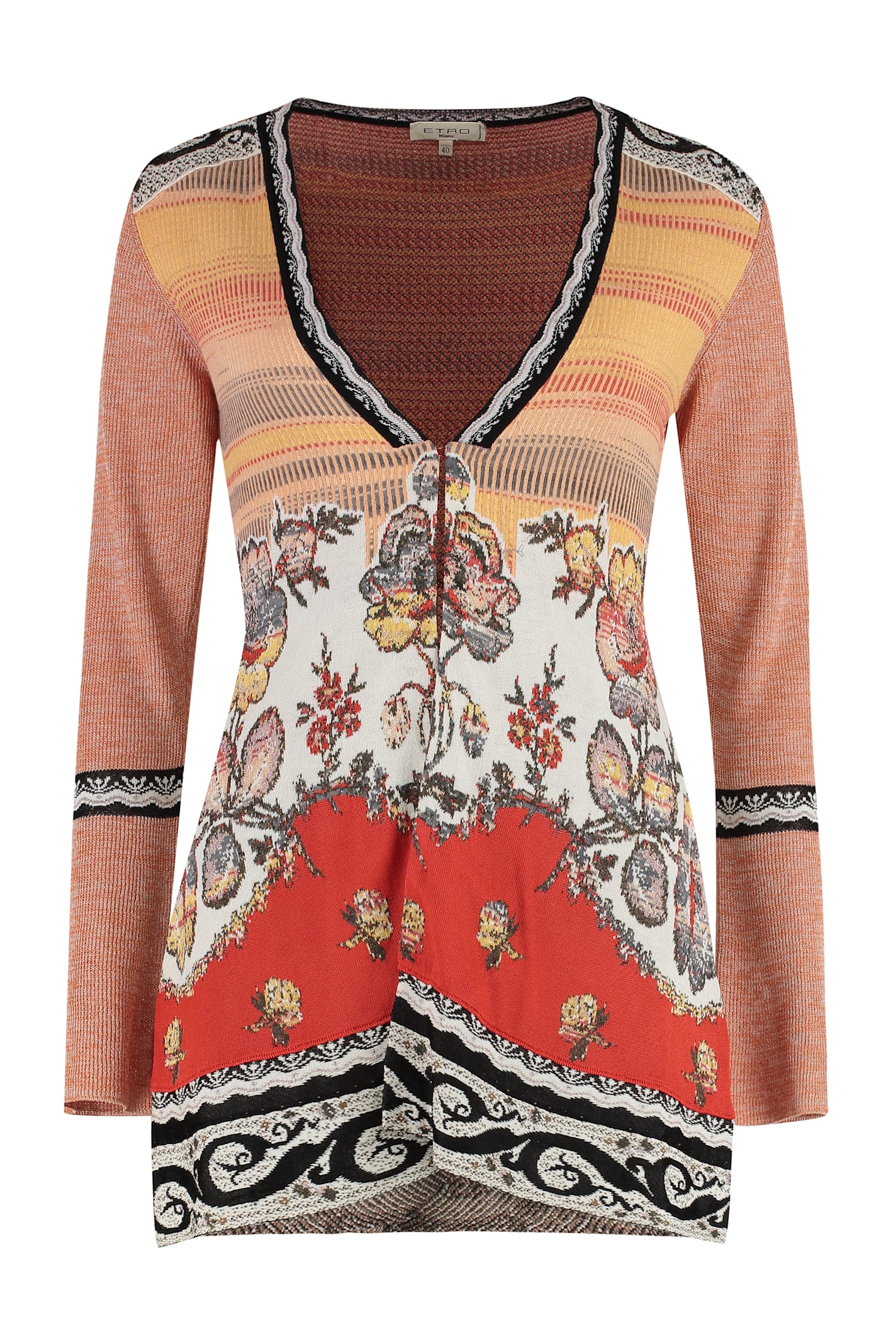 Etro Slit Front Knitted Blouse In Multi