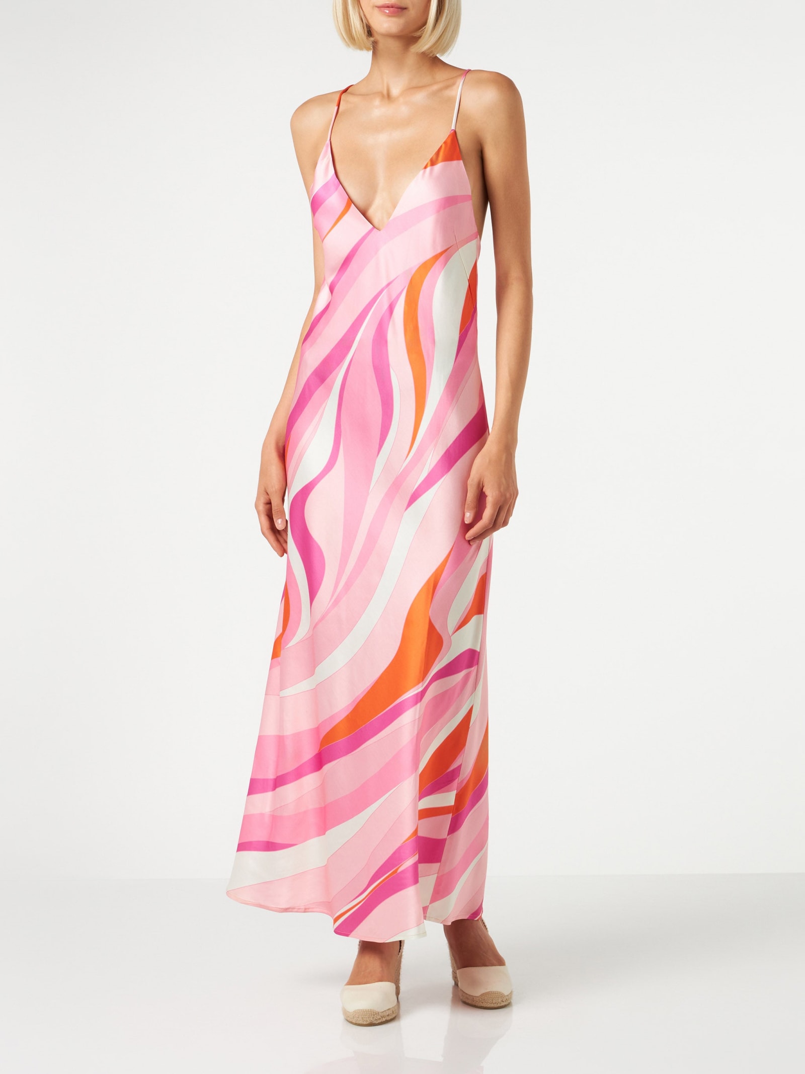 MC2 SAINT BARTH WOMAN SLIP DRESS EYDIS WITH WAVE PRINT