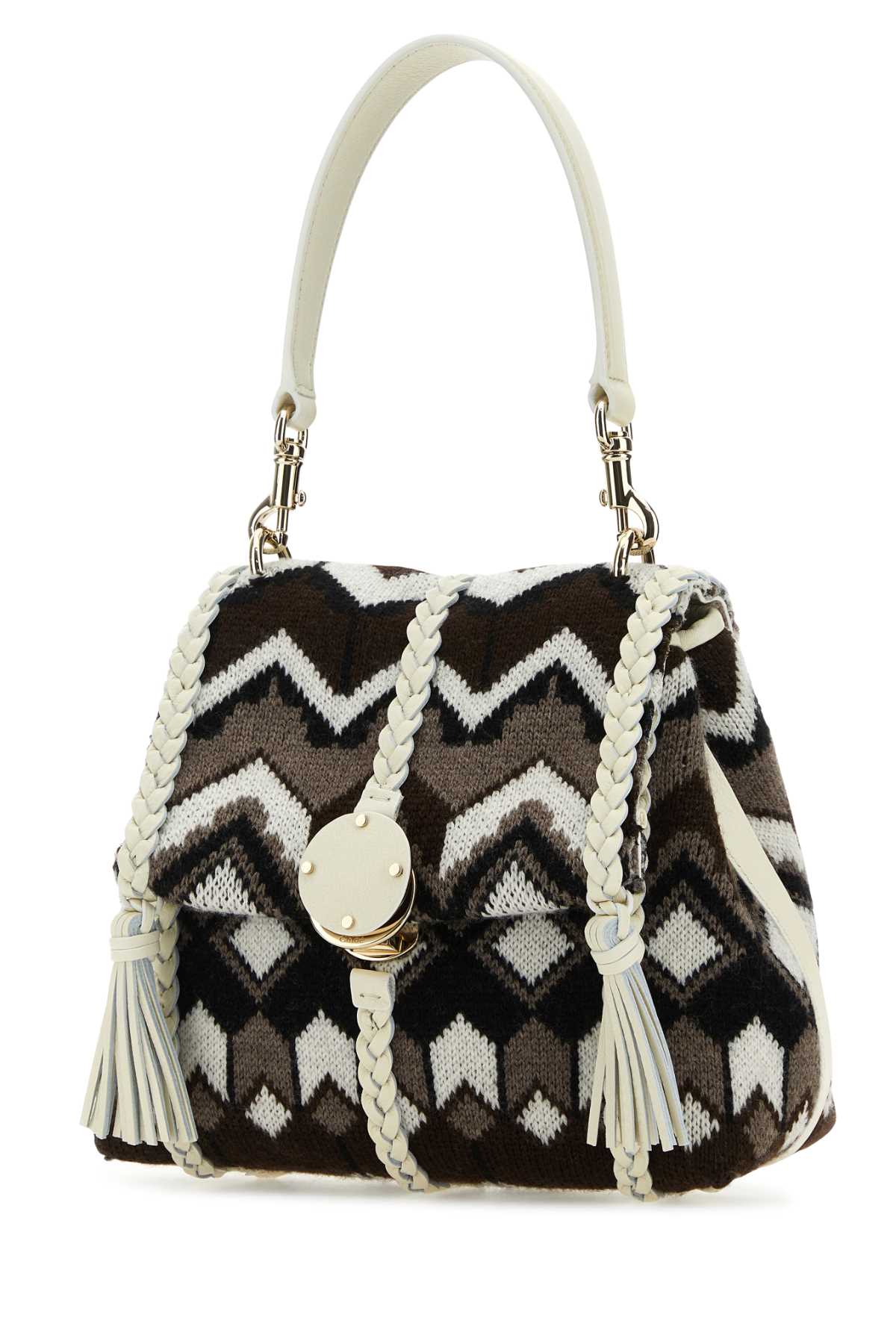 Shop Chloé Embroidered Wool Small Penelope Handbag In Multicolorbrown1