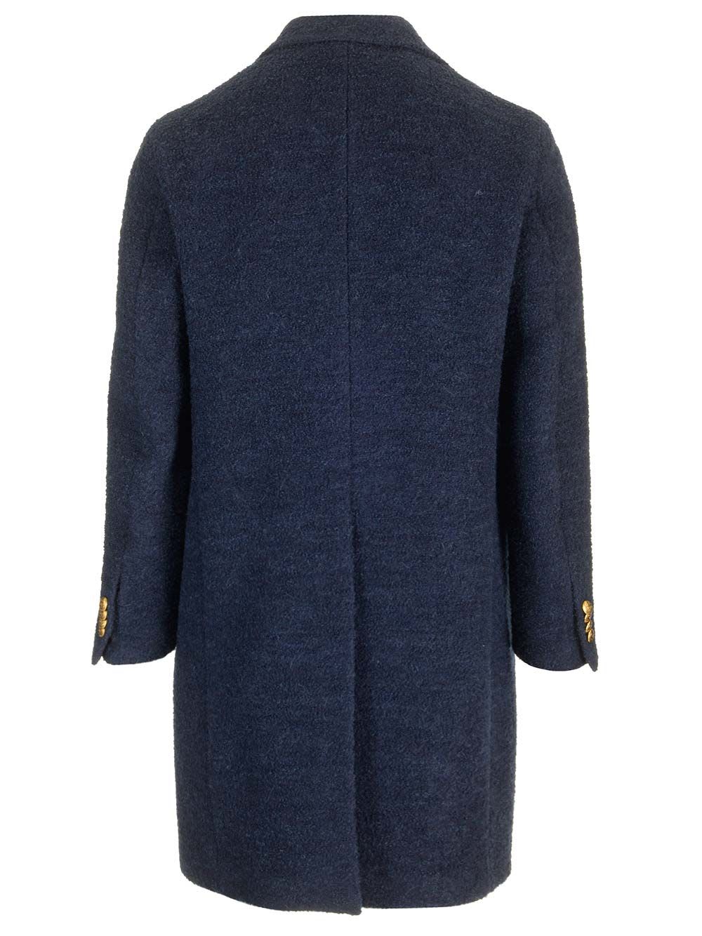 Shop Gabriele Pasini Double-breasted Coat In Boucle In Blue