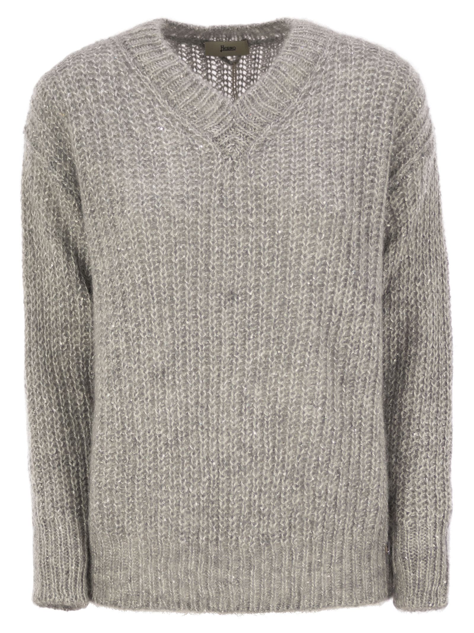 Shop Herno V-neck Sweater In Light Grey