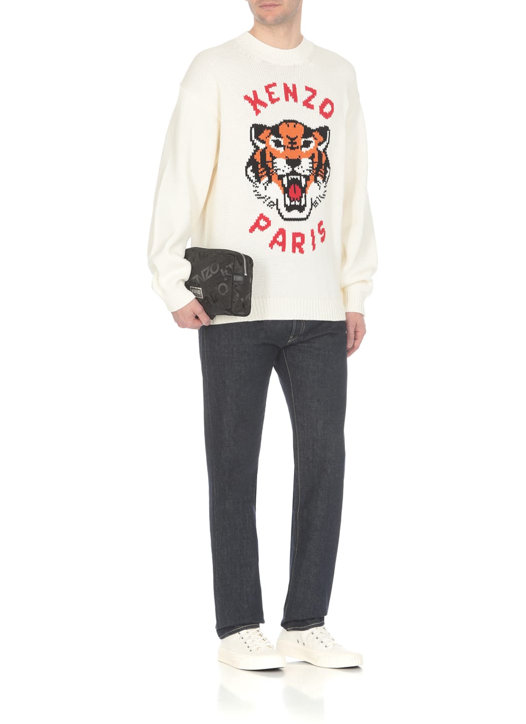 Shop Kenzo Lucky Tiger Sweater In Ivory