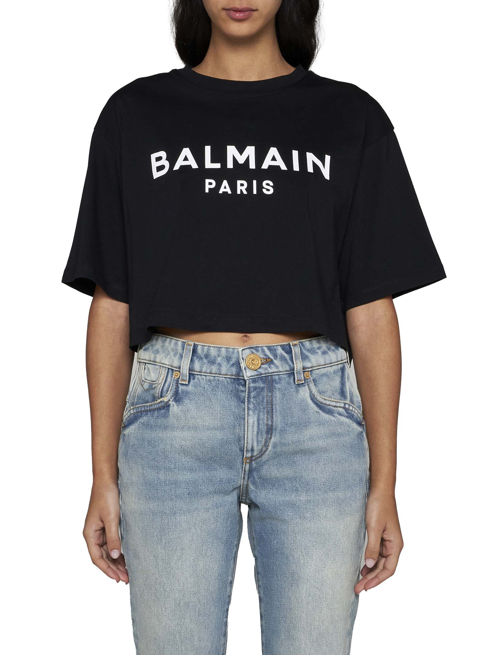 Shop Balmain T-shirt In Noir/blanc