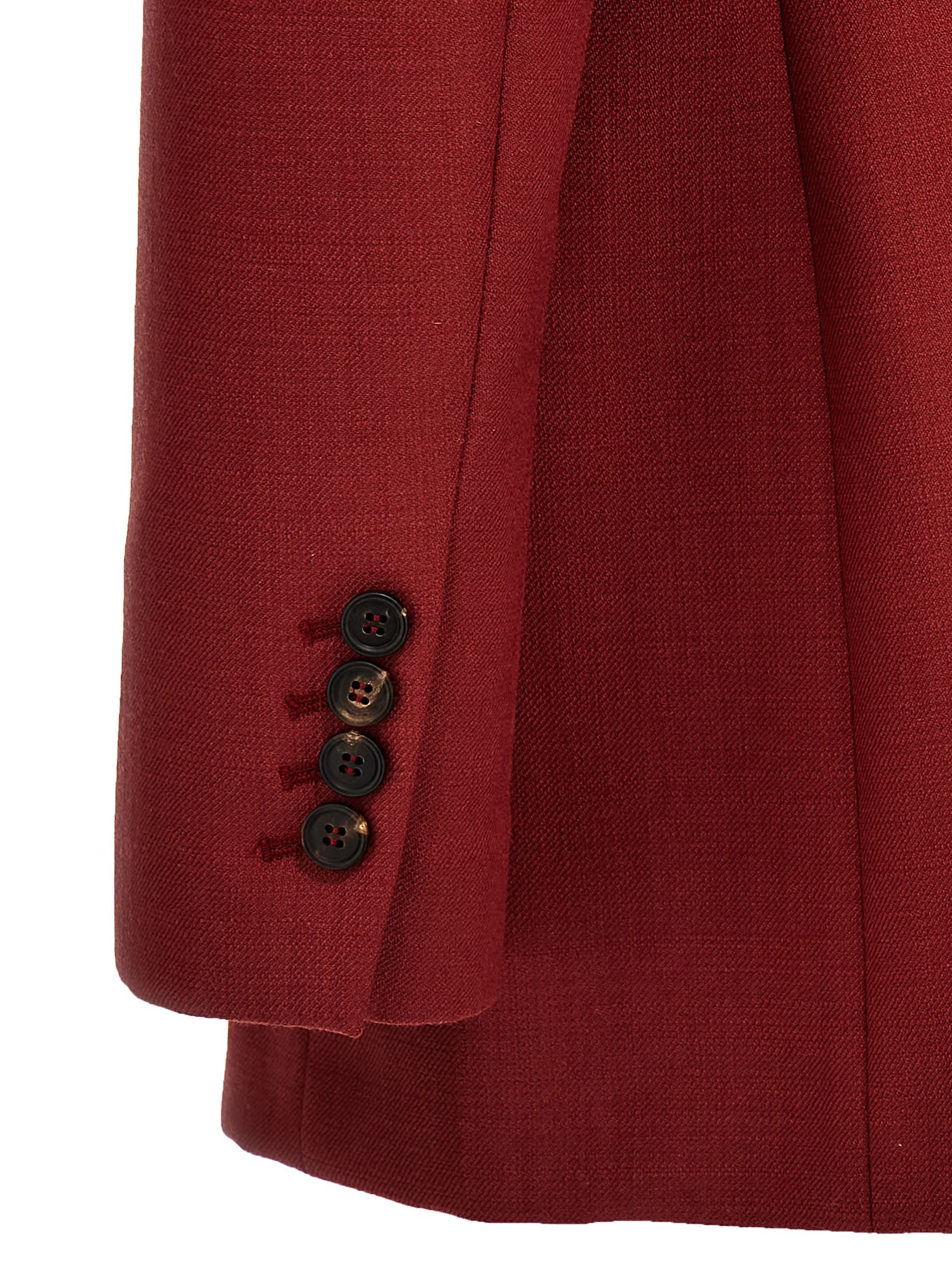 Shop Brunello Cucinelli Single-breasted Wool Blazer In Red