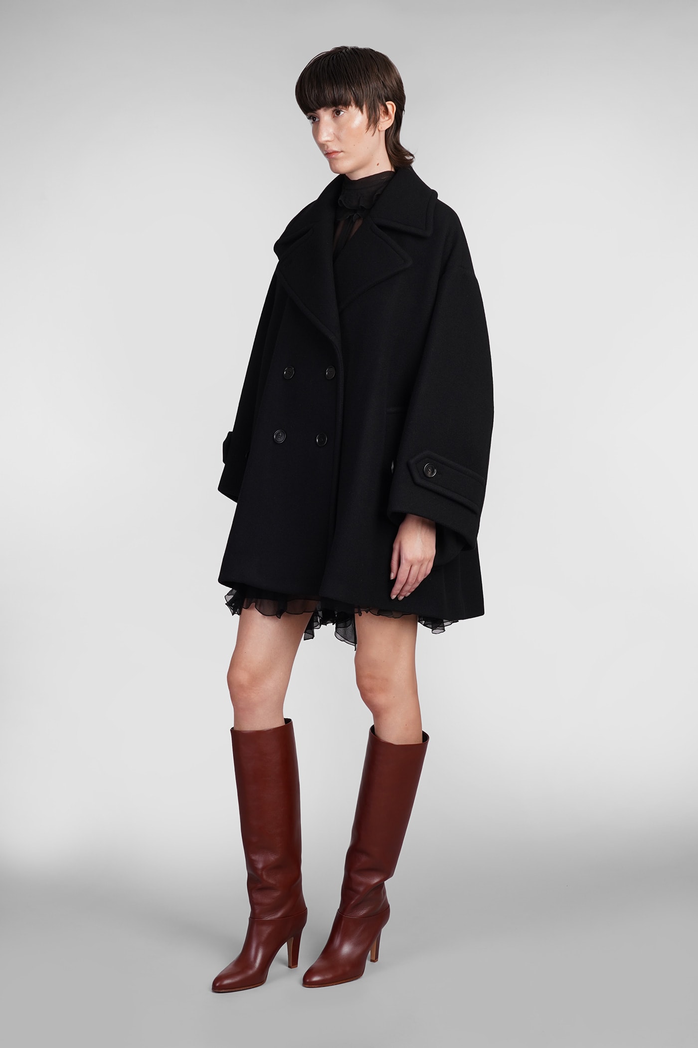 Shop Chloé Coat In Black Wool