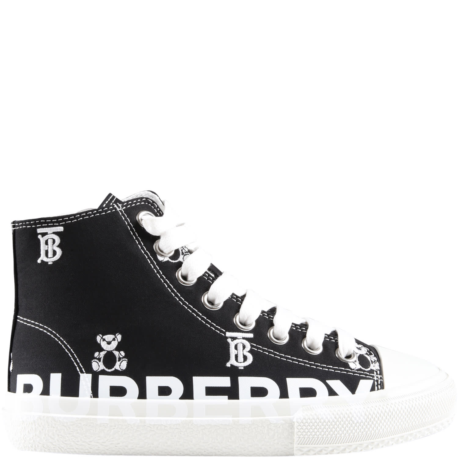 Burberry Black Sneakers For Kids With Tb Monogram