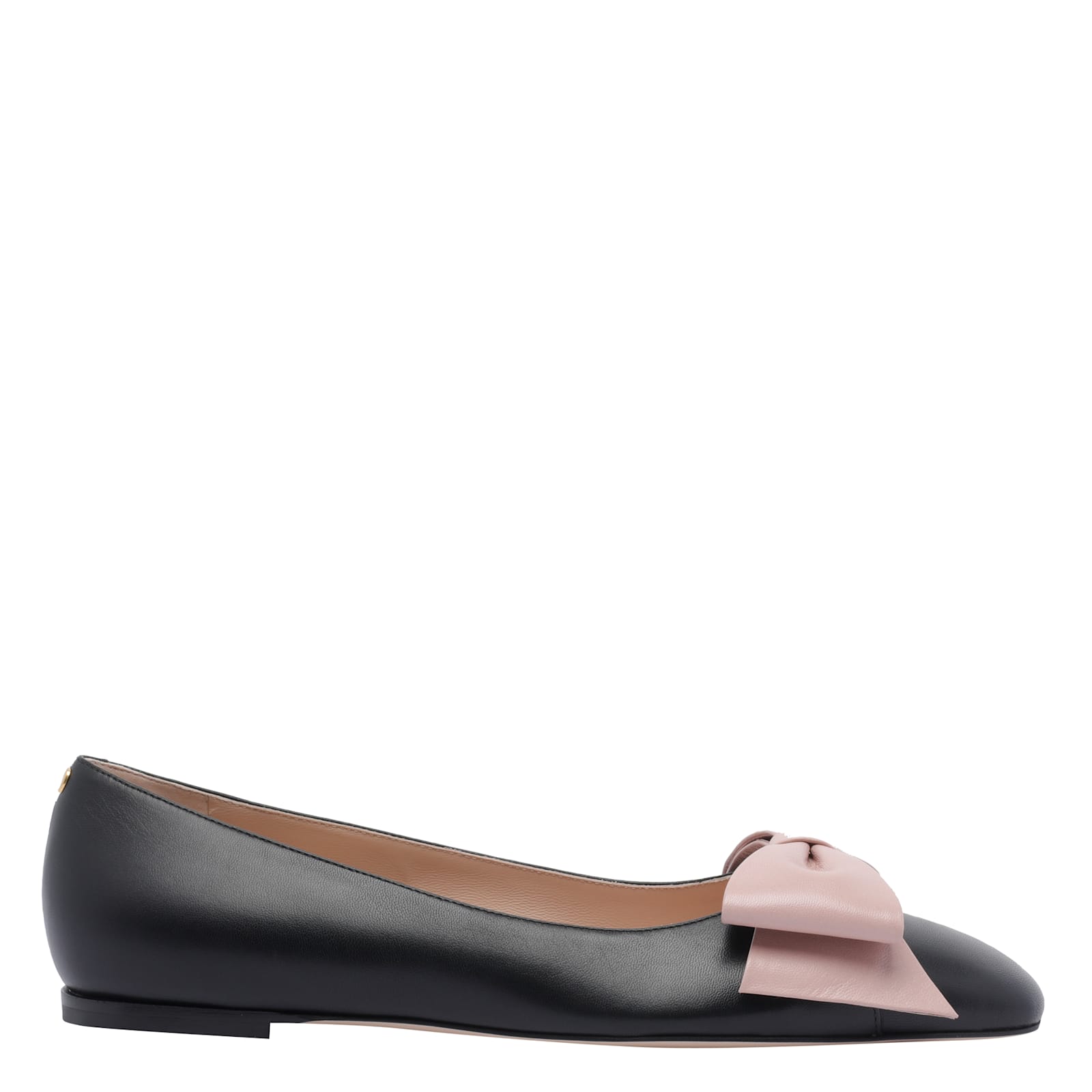 Valentino Round Toe Ballerina Shoes With Bow Detail In Black