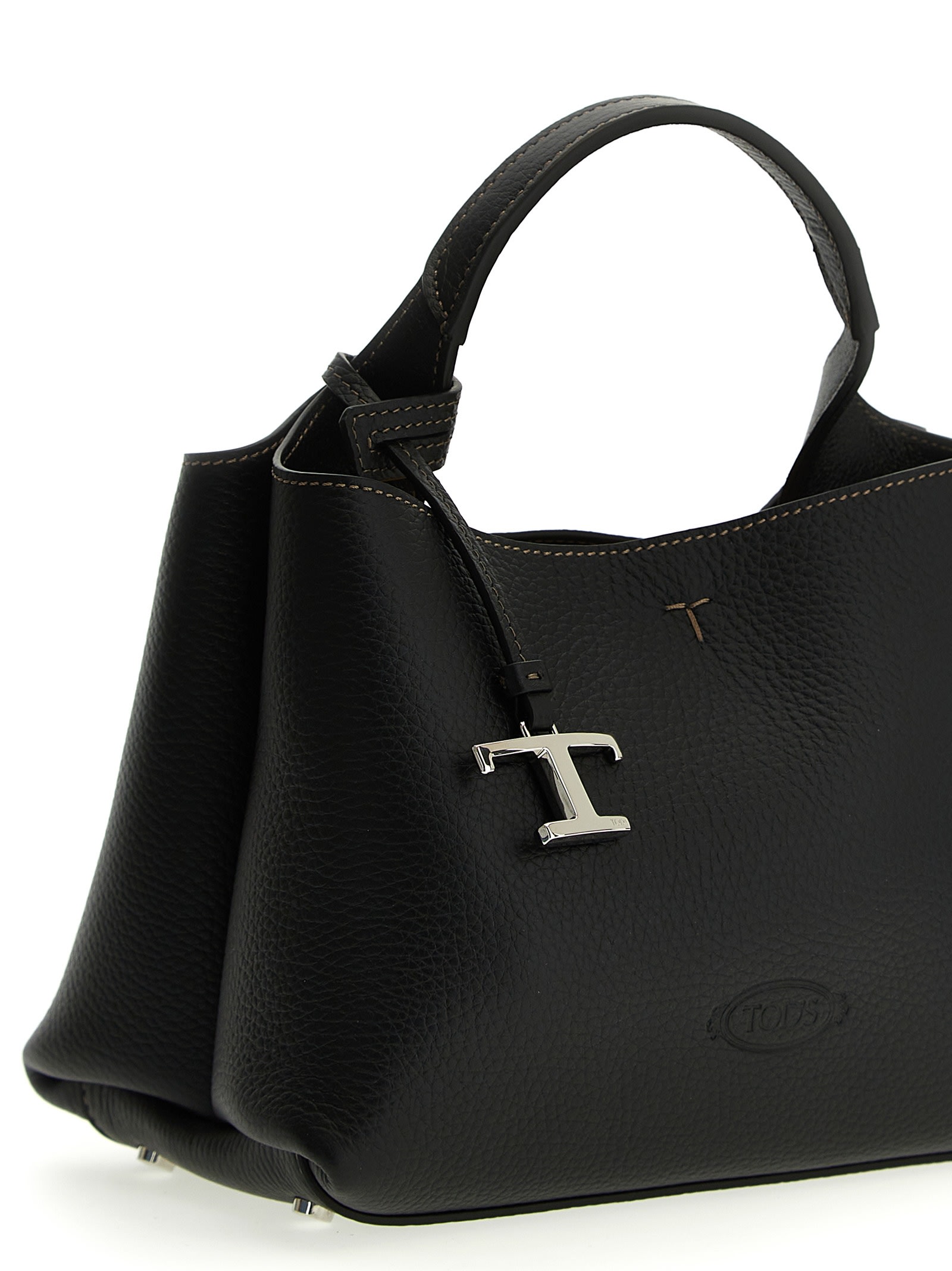 Tod's Micro Leather Tote Bag In Black