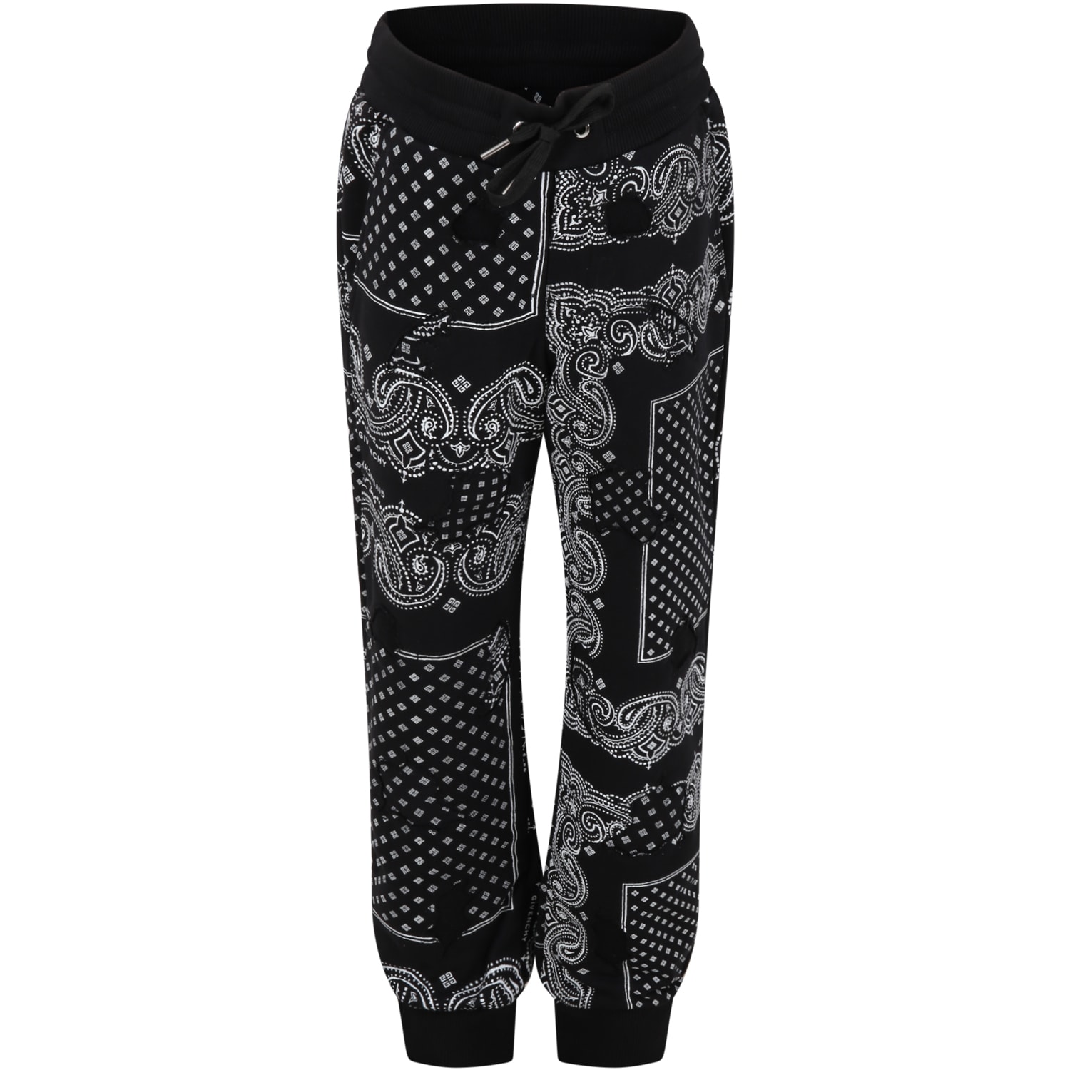 Givenchy Black Sweatpants For Boy With Bandana Print