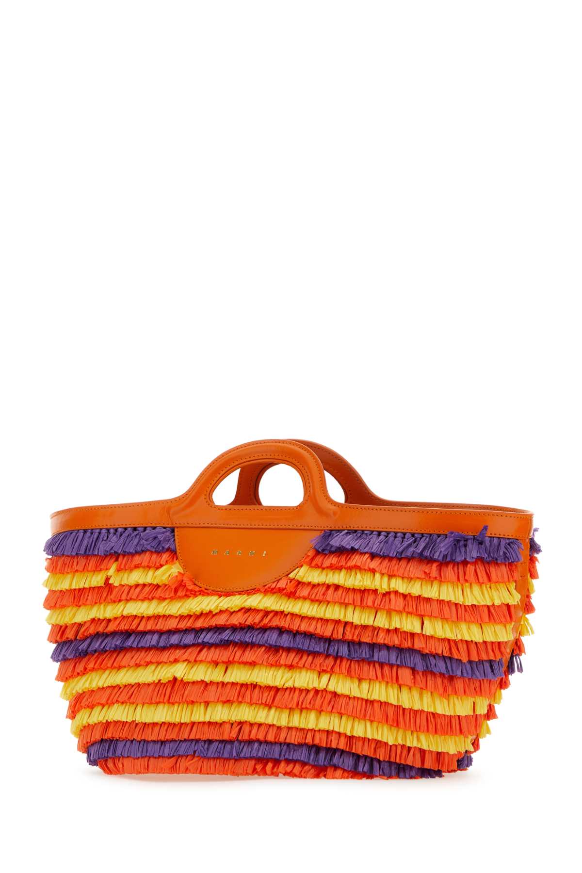Marni Multicolor Fabric Tropicalia Summer Handbag In Carrotyellowviolet