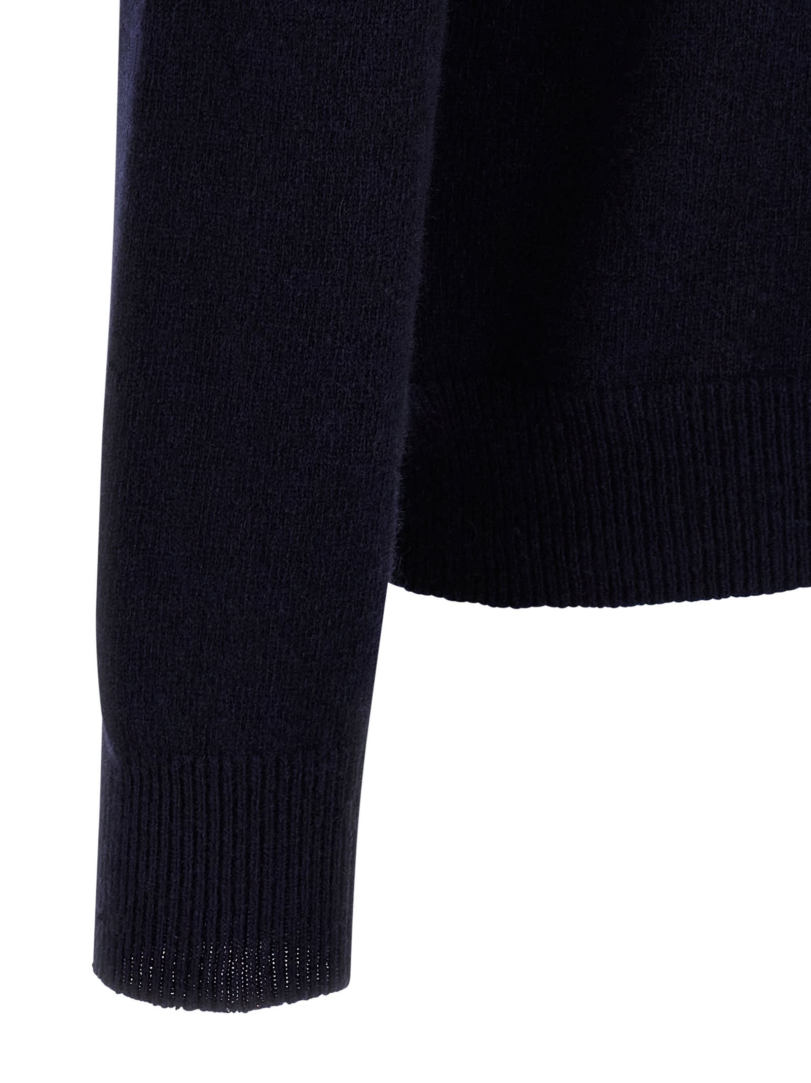 Balmain V-neck Blazer With Ribbed Cuffs And Hem In Blue
