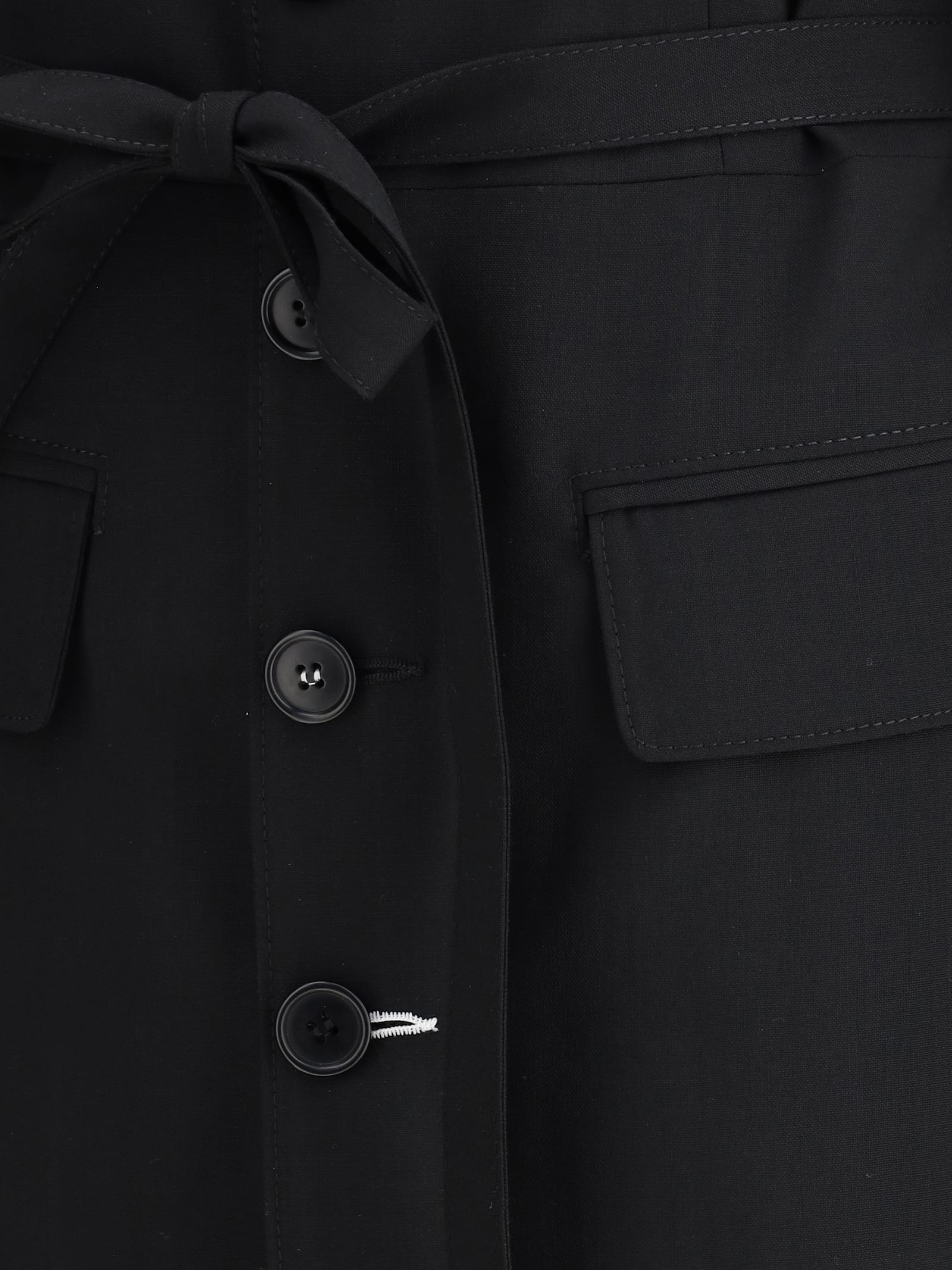 Mm6 Maison Margiela Wool Trenchcoat Enhanced For Movement In Black