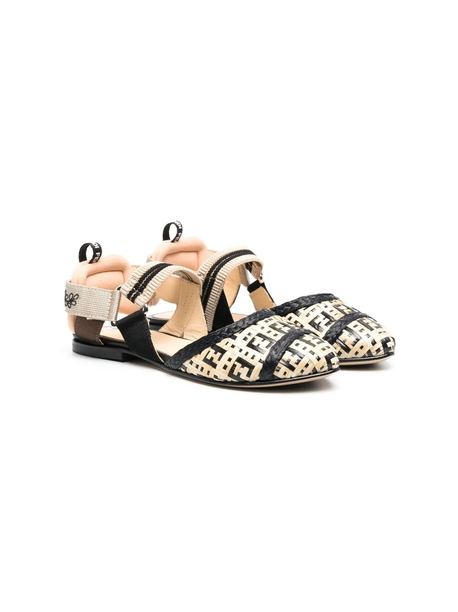 Fendi Beige Ff-pattern Ballerina Shoes