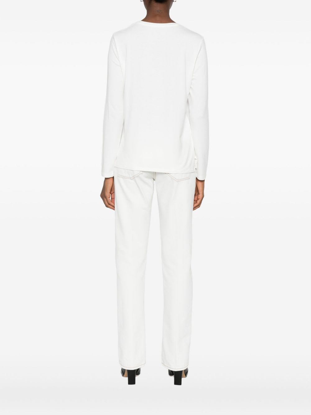 Majestic Long-sleeve Round-neck Sweater In Multi