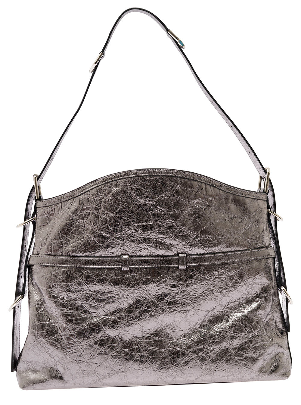Shop Givenchy Voyou Metallic Shoulder Bag With Embossed Logo In Leather Woman