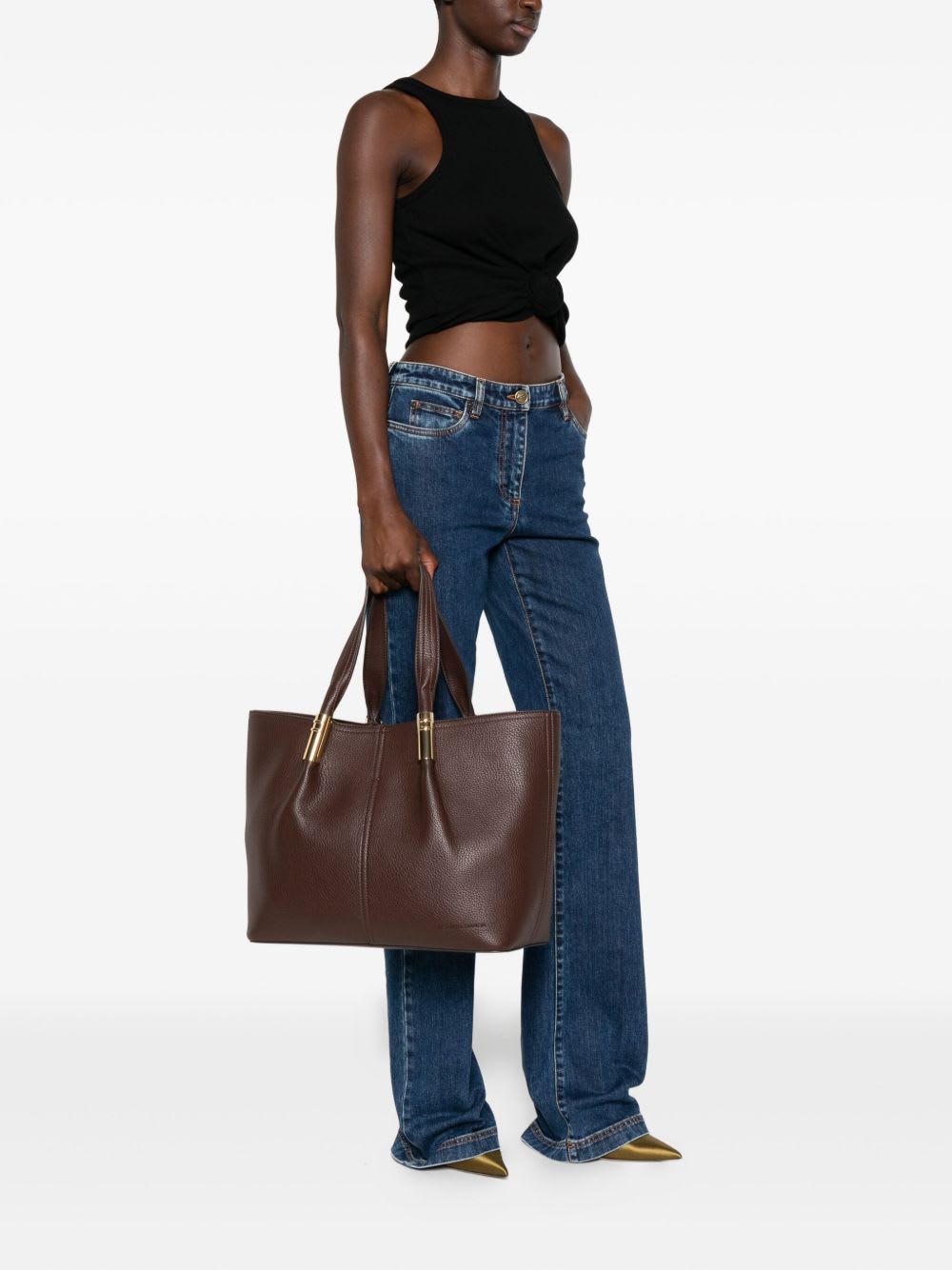 Elisabetta Franchi Shopping Bag In Brown