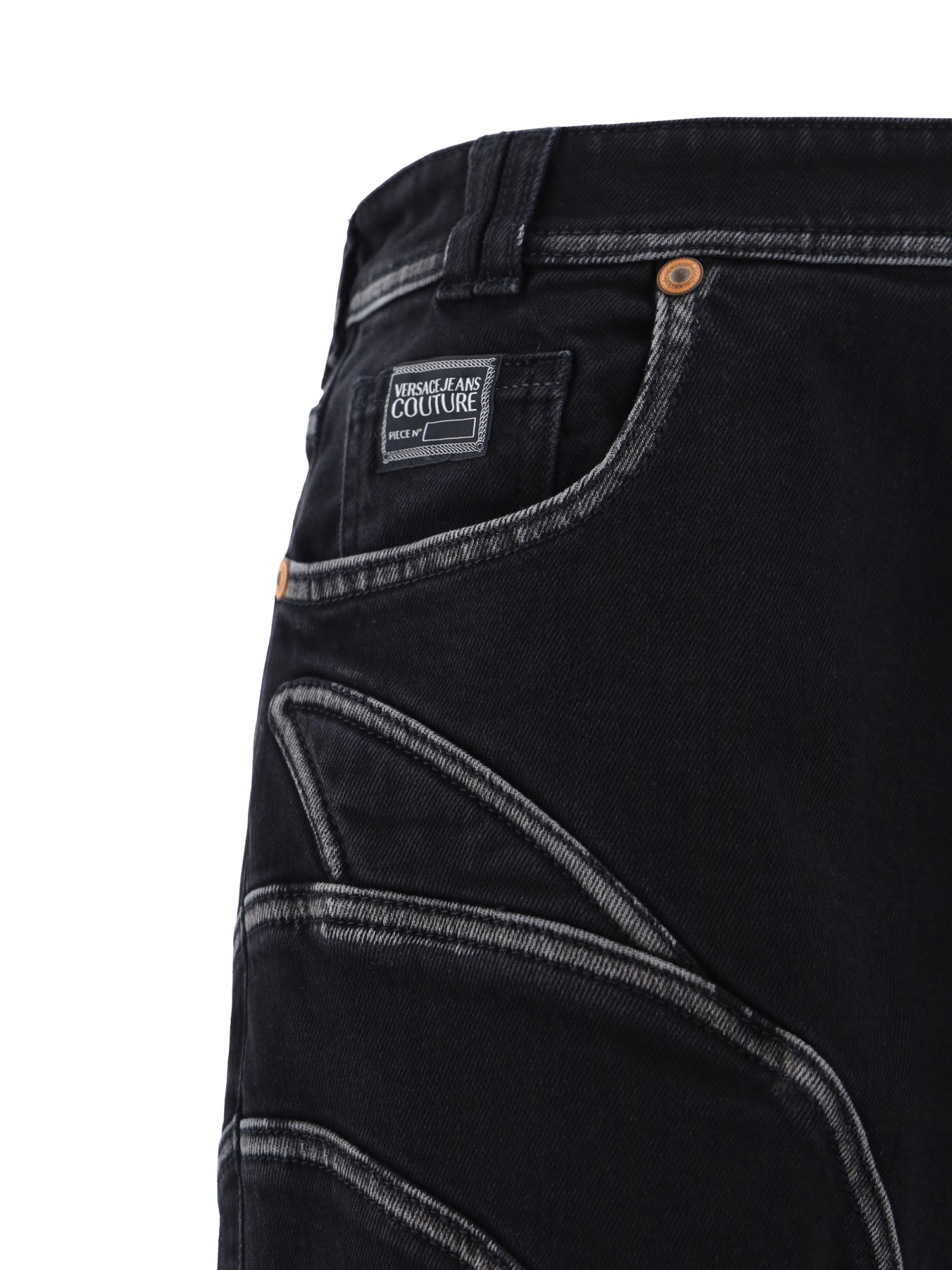 Shop Versace Jeans Couture Denim Pants In Black Black