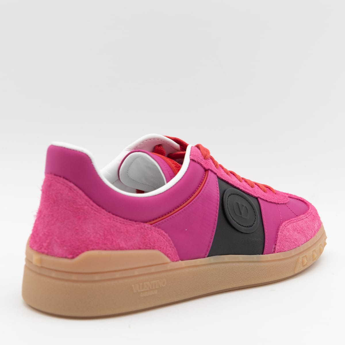 Valentino Lace-up Low-cut Casual Shoes In Pinkorchidbrlilacneronecoralreda