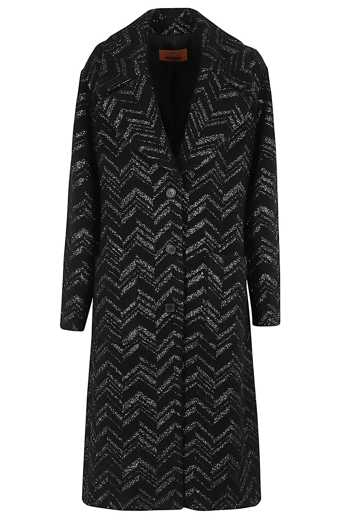 Shop Missoni Coat In Kd Black Silver