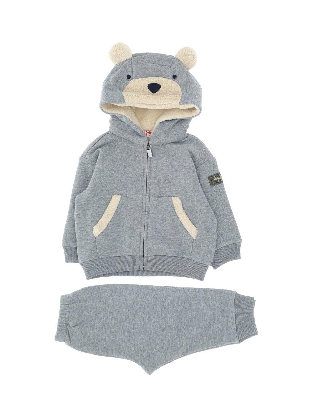 Il Gufo Babies' Teddy-bear Hood Suit In Acciaio