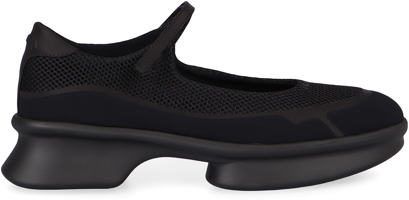 Prada Wavy Mesh Platform Ballerina Shoes In Black