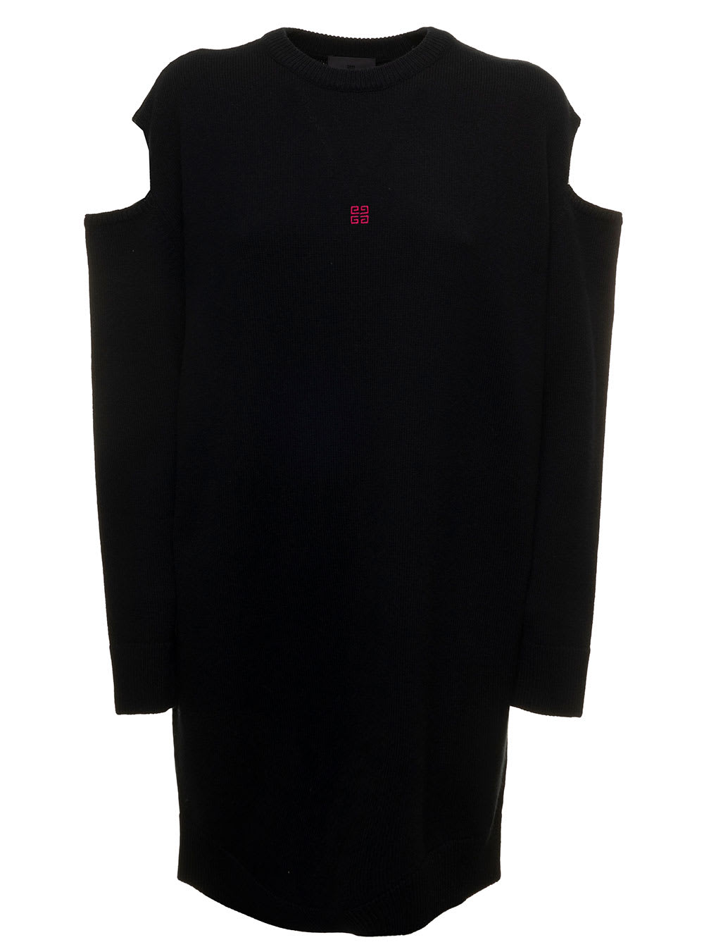 GIVENCHY OVERSIZE BLACK WOOL AND CASHMERE DRESS WITH LOGO GIVENCHY WOMAN