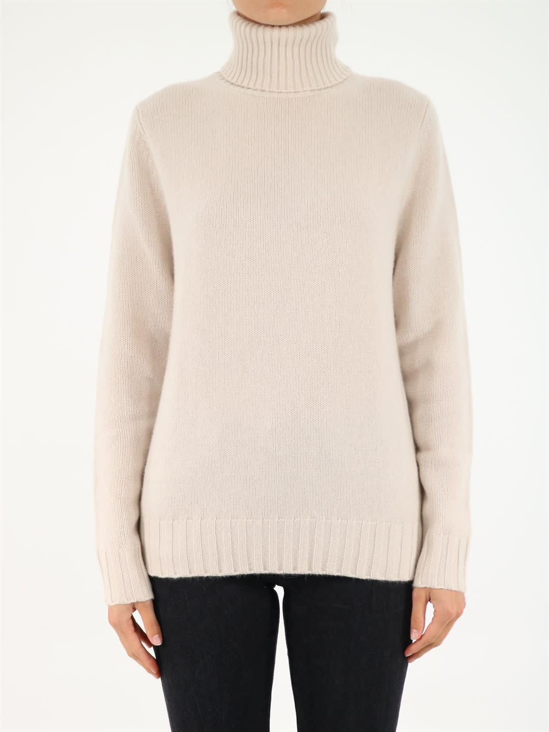 Allude Cream Turtleneck Sweater