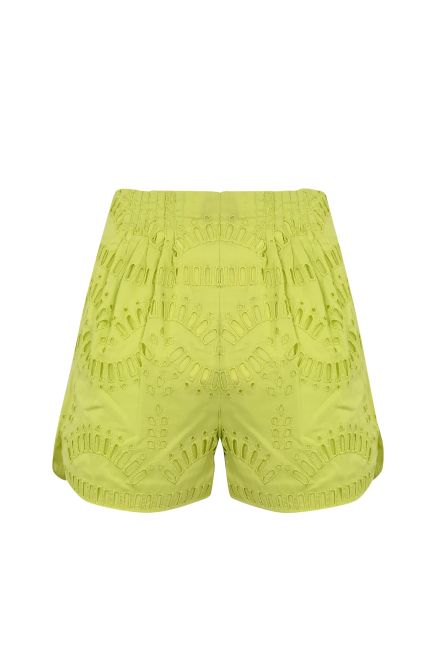 Shop Charo Ruiz Palok Shorts In Broderie Anglaise In Lime Punch