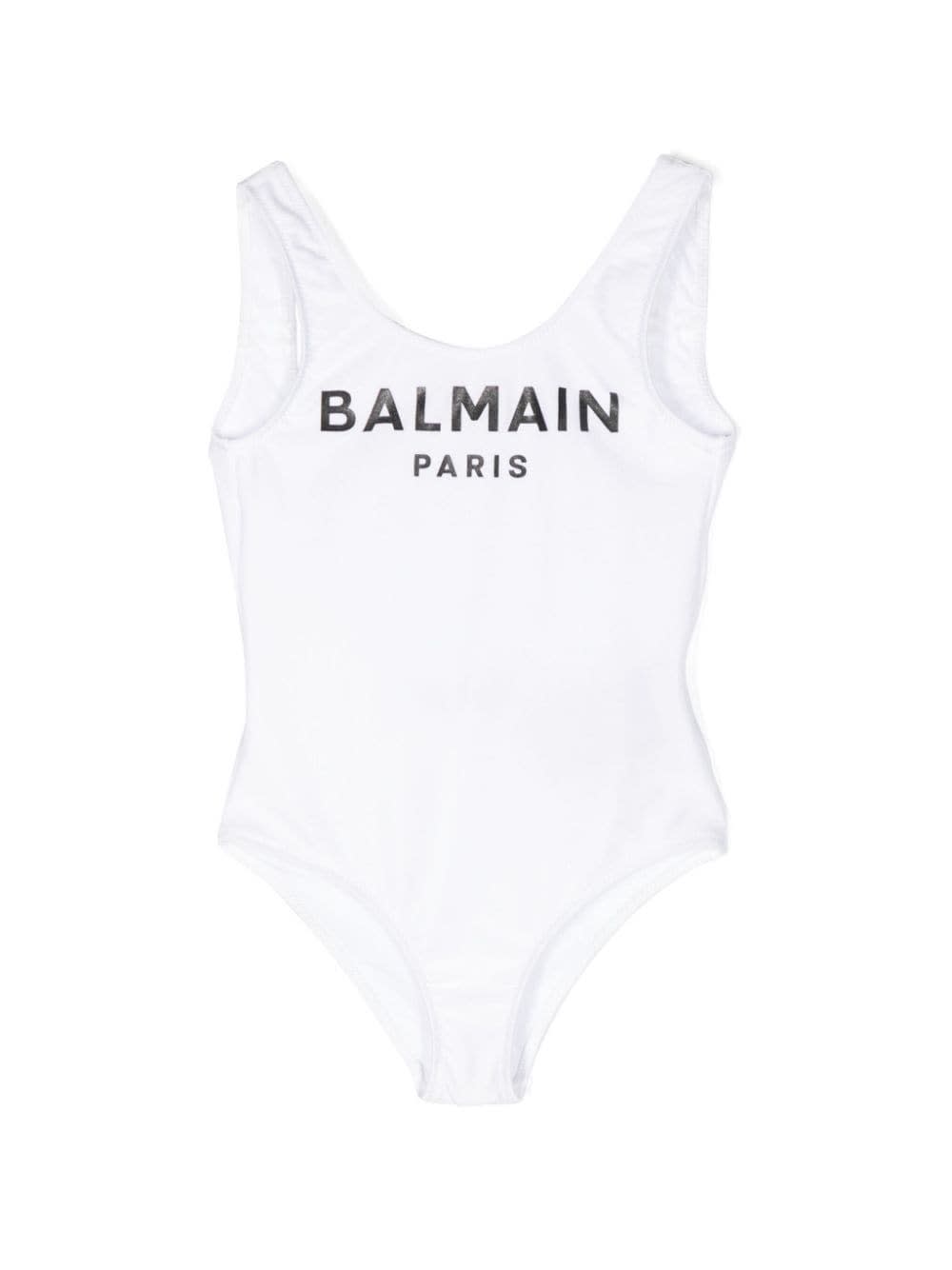 Balmain Kids' One-piece Swimsuit With Print In White