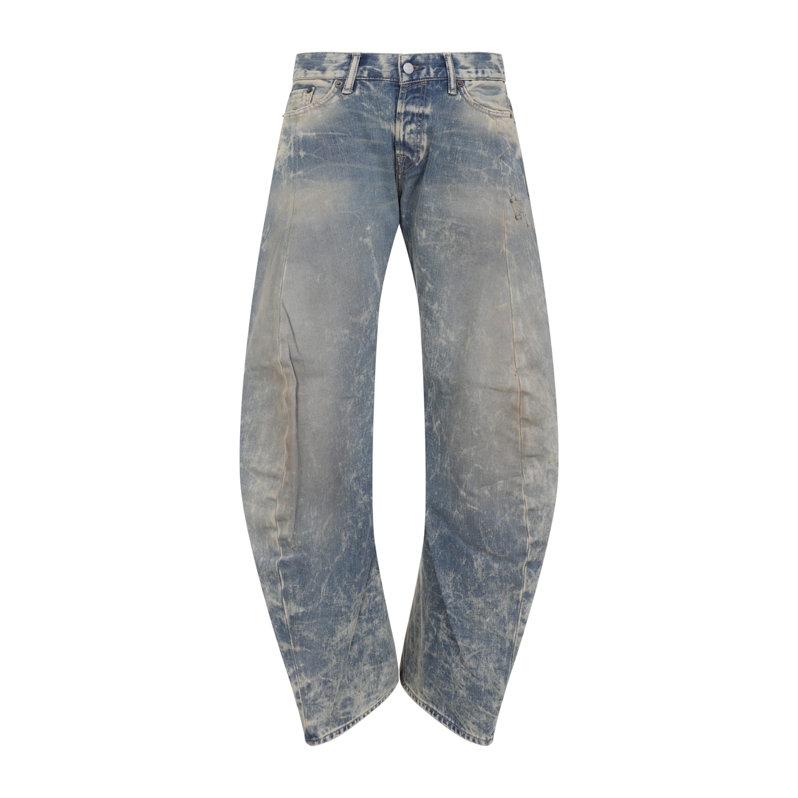 Acne Studios Distressed Low Waist Cotton Jeans In Blue