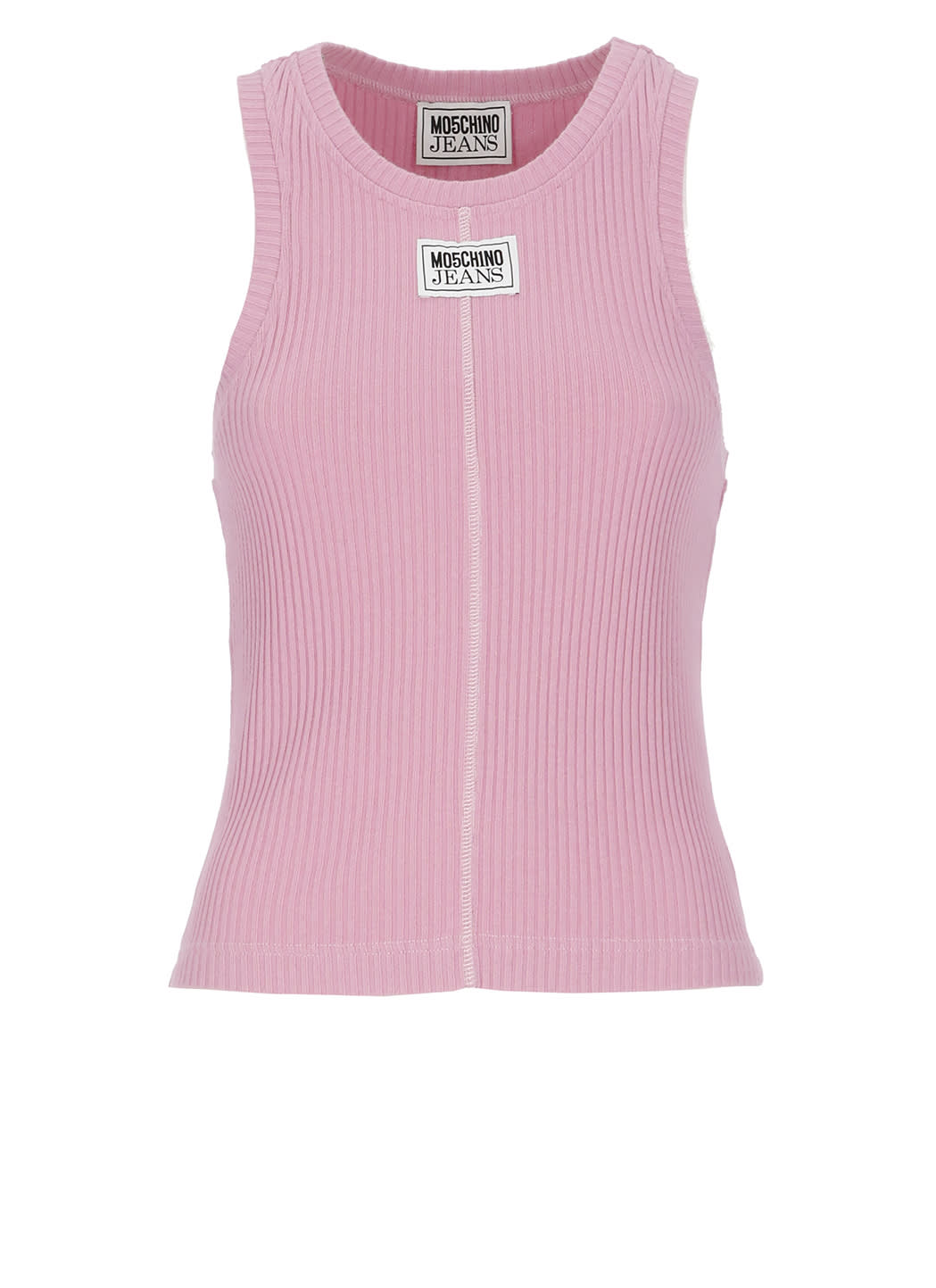 MOSCHINO RIBBED TOP WITH LOGO