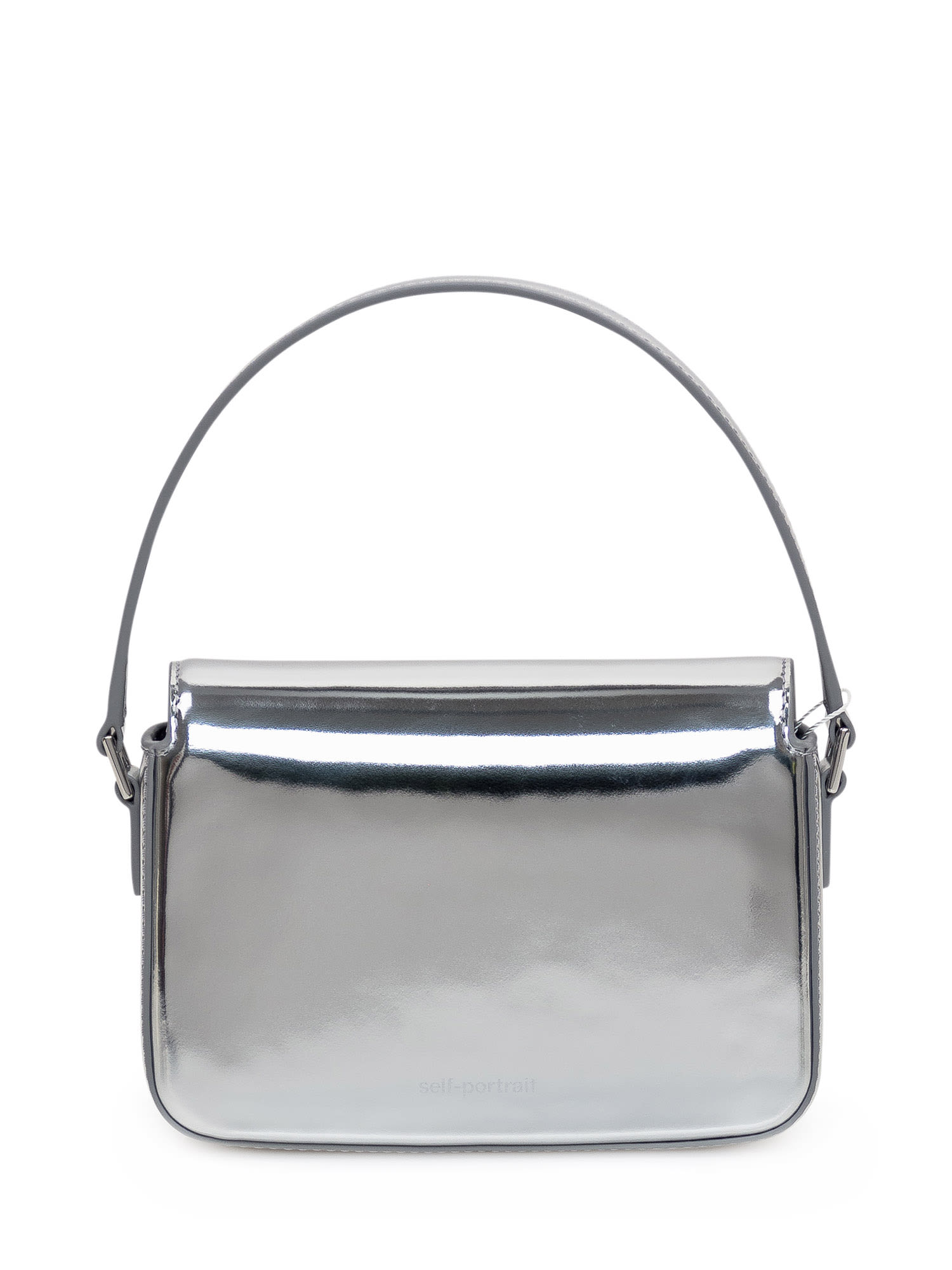 Shop Self-portrait Silver Leather Handbag