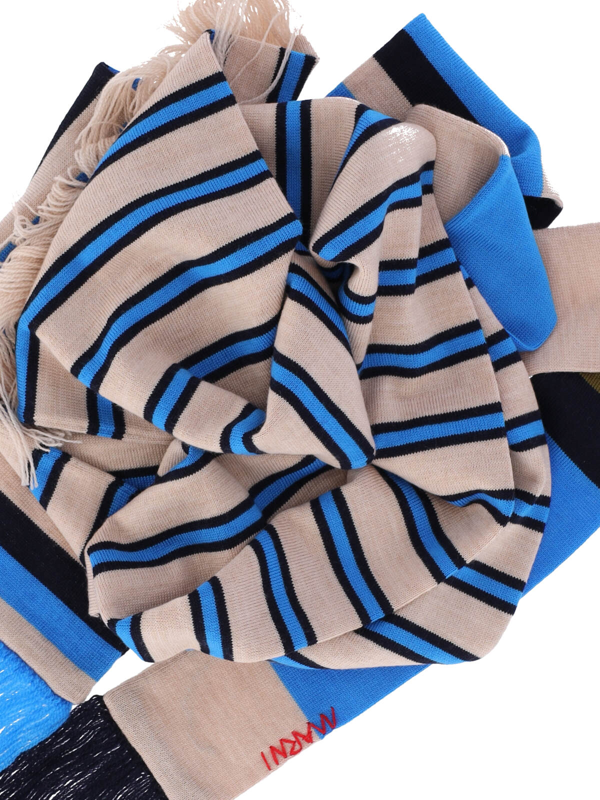 Marni Fringed Striped Scarf With Tassel Detail