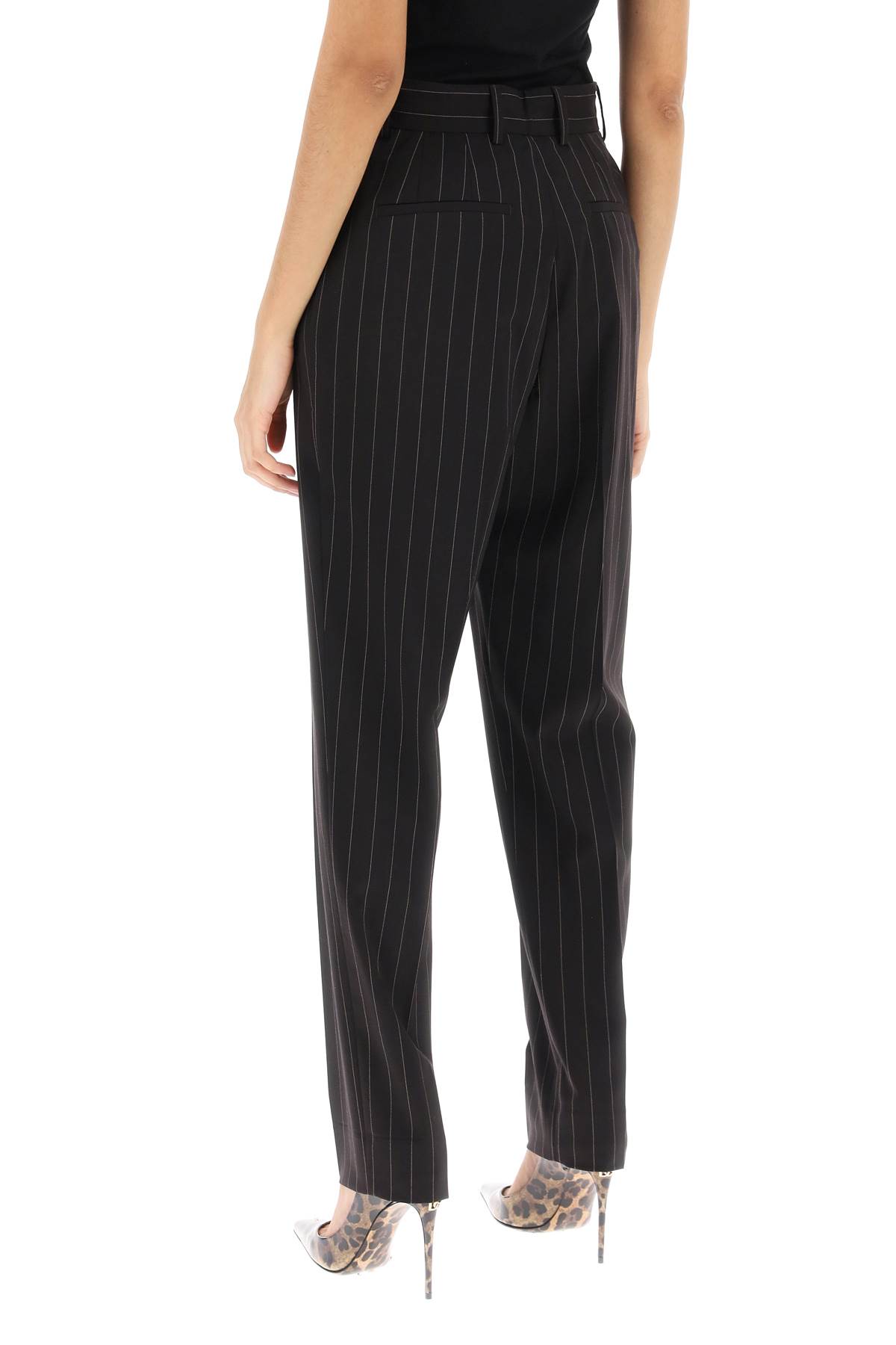 Shop Dolce & Gabbana Pinstriped Wool Pants In Rigato (brown)