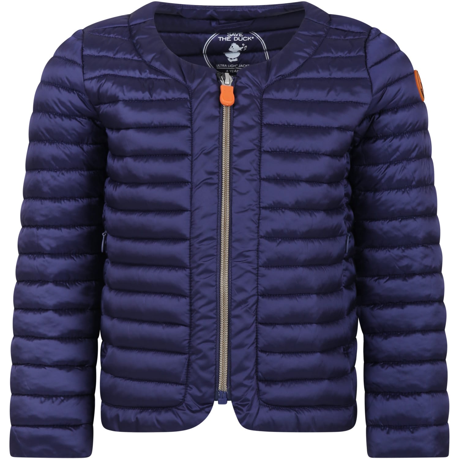 Save The Duck Kids' Blue Vela Down Jacket For Girl With Iconic Logo
