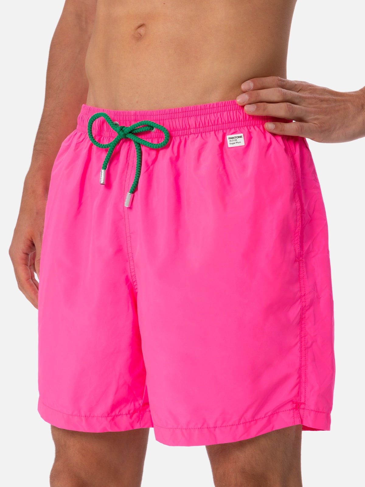 Shop Mc2 Saint Barth Man Lightweight Fabric Fluo Pink Swim Shorts Lighting Pantone Pantone® Special Edition