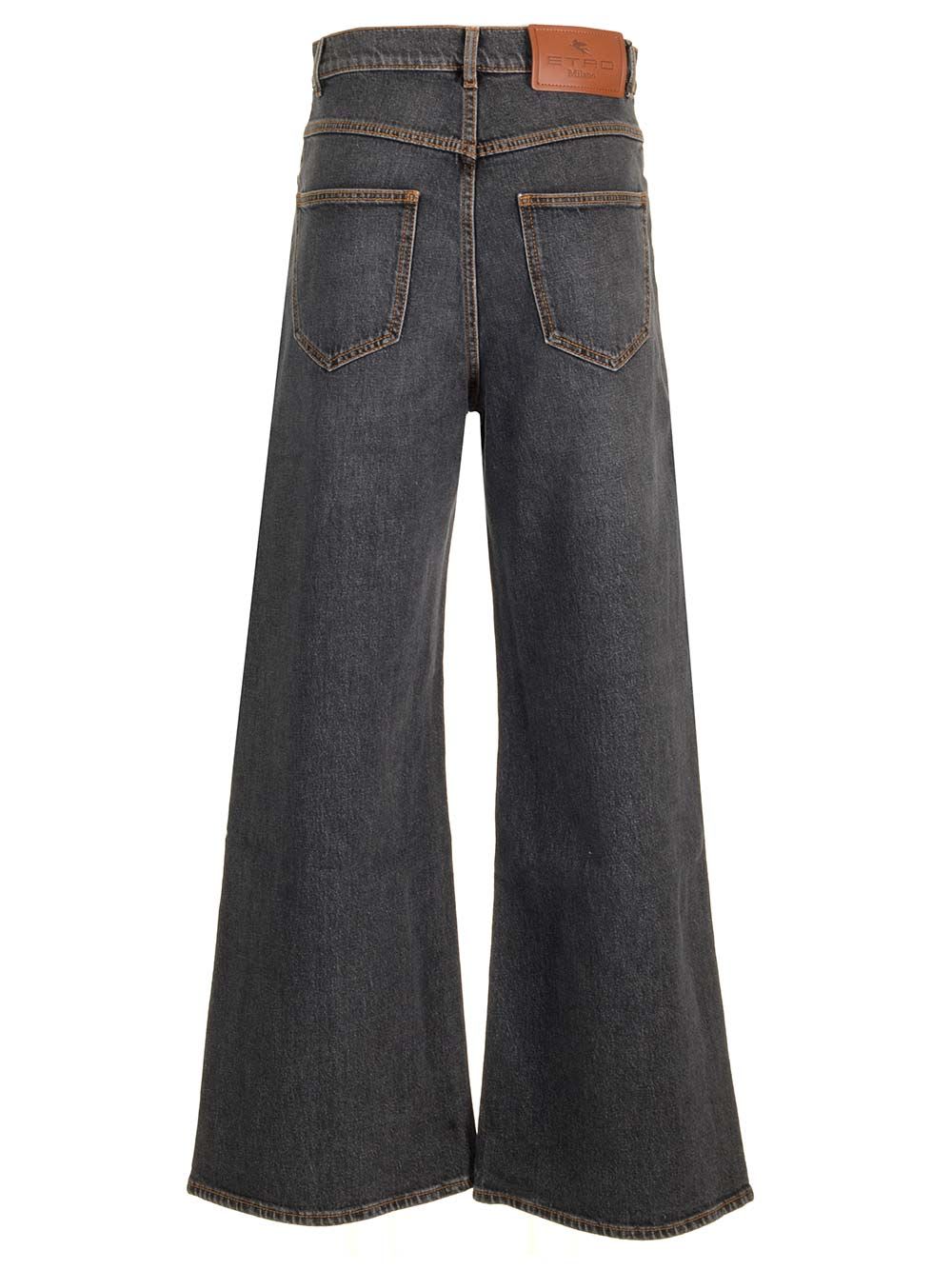 Shop Etro Wide Leg Jeans In Grey