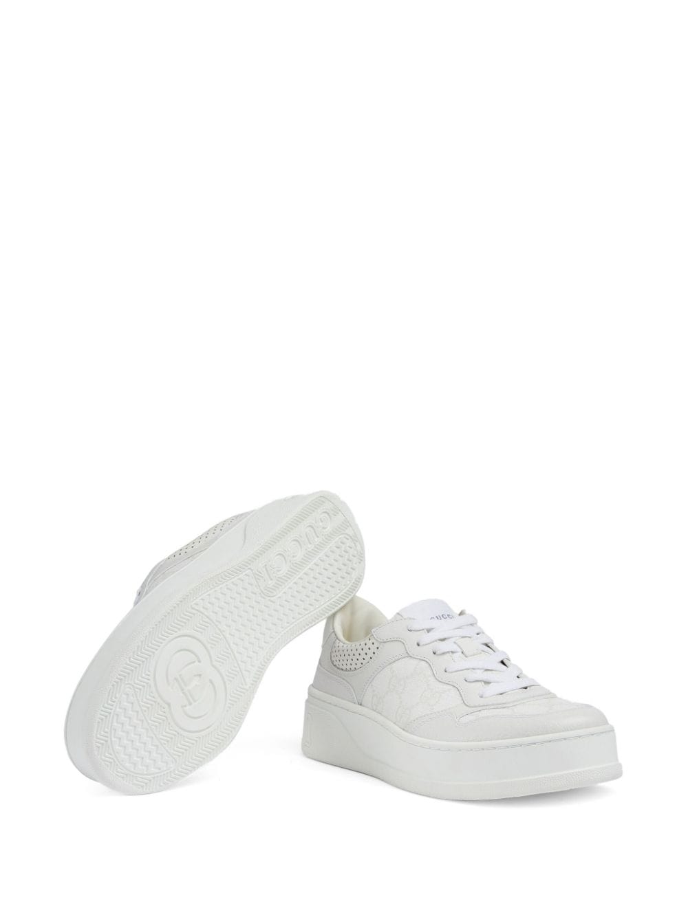 Gucci Chunky B Leather Sneakers In White