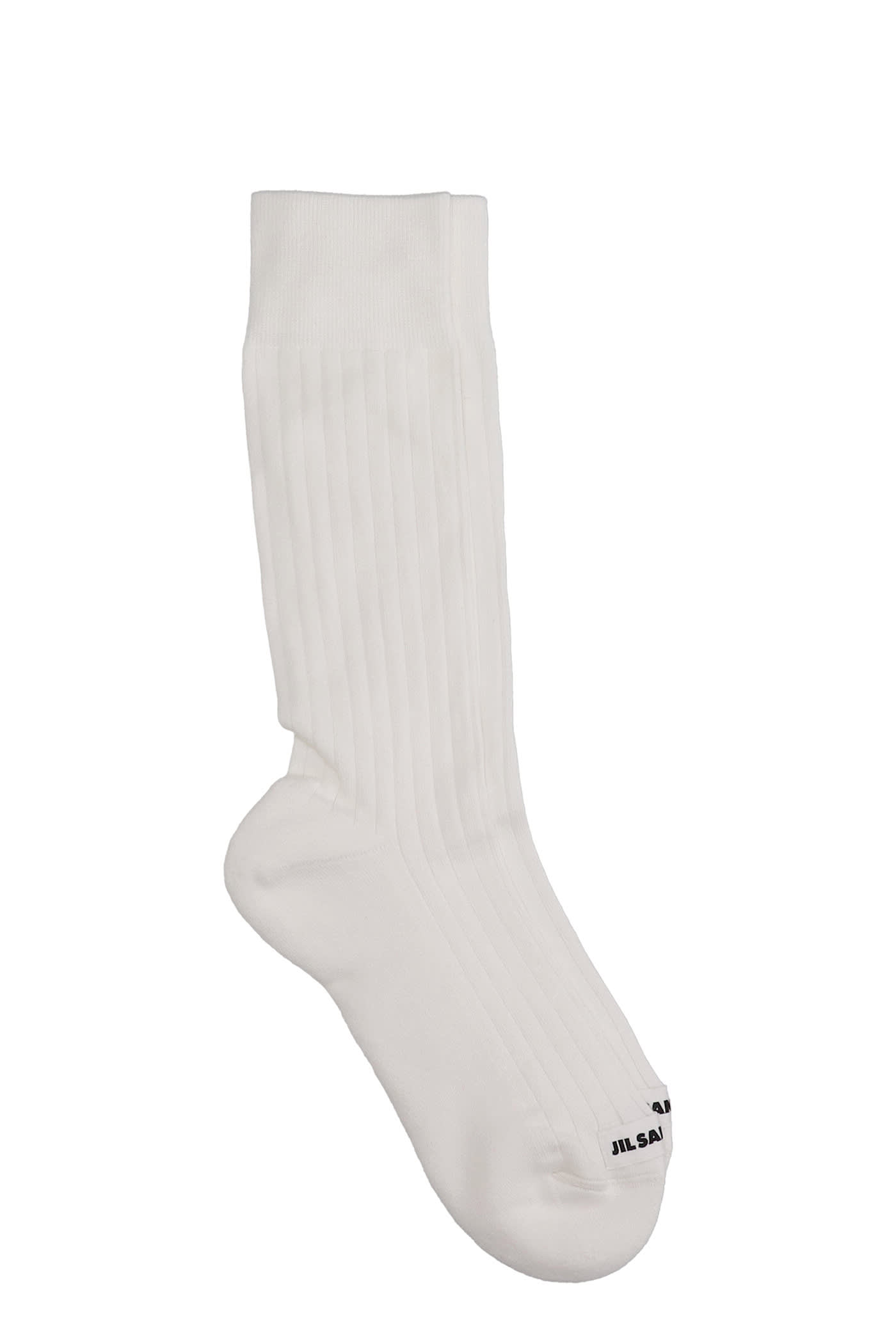 Jil Sander Socks In White Cotton