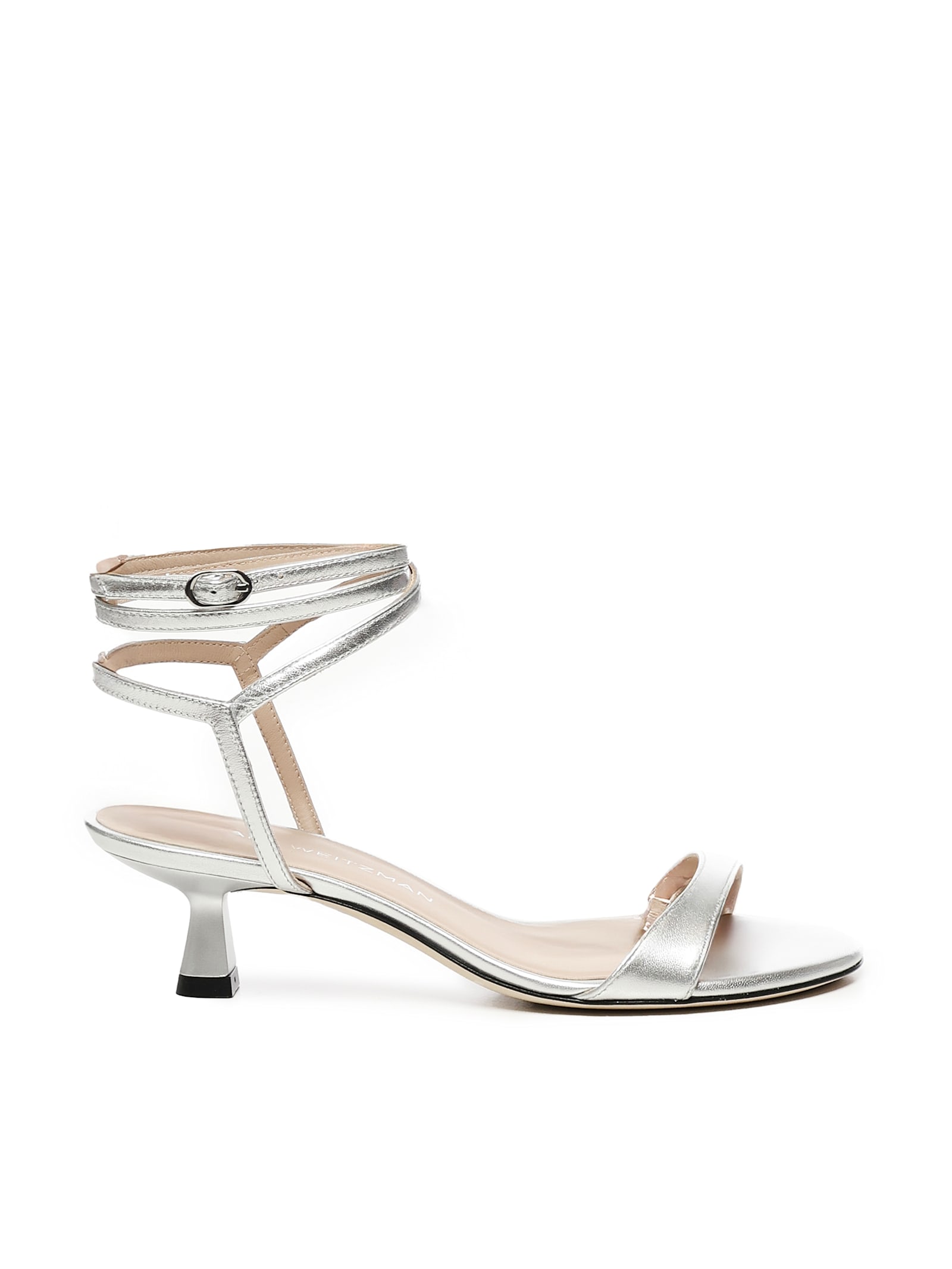 Stuart Weitzman Nudist Wrap Sandals In Silver
